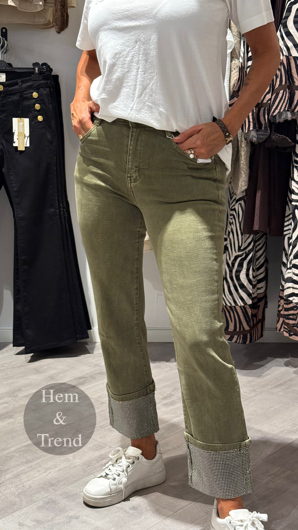Jeans straight- bling grön
