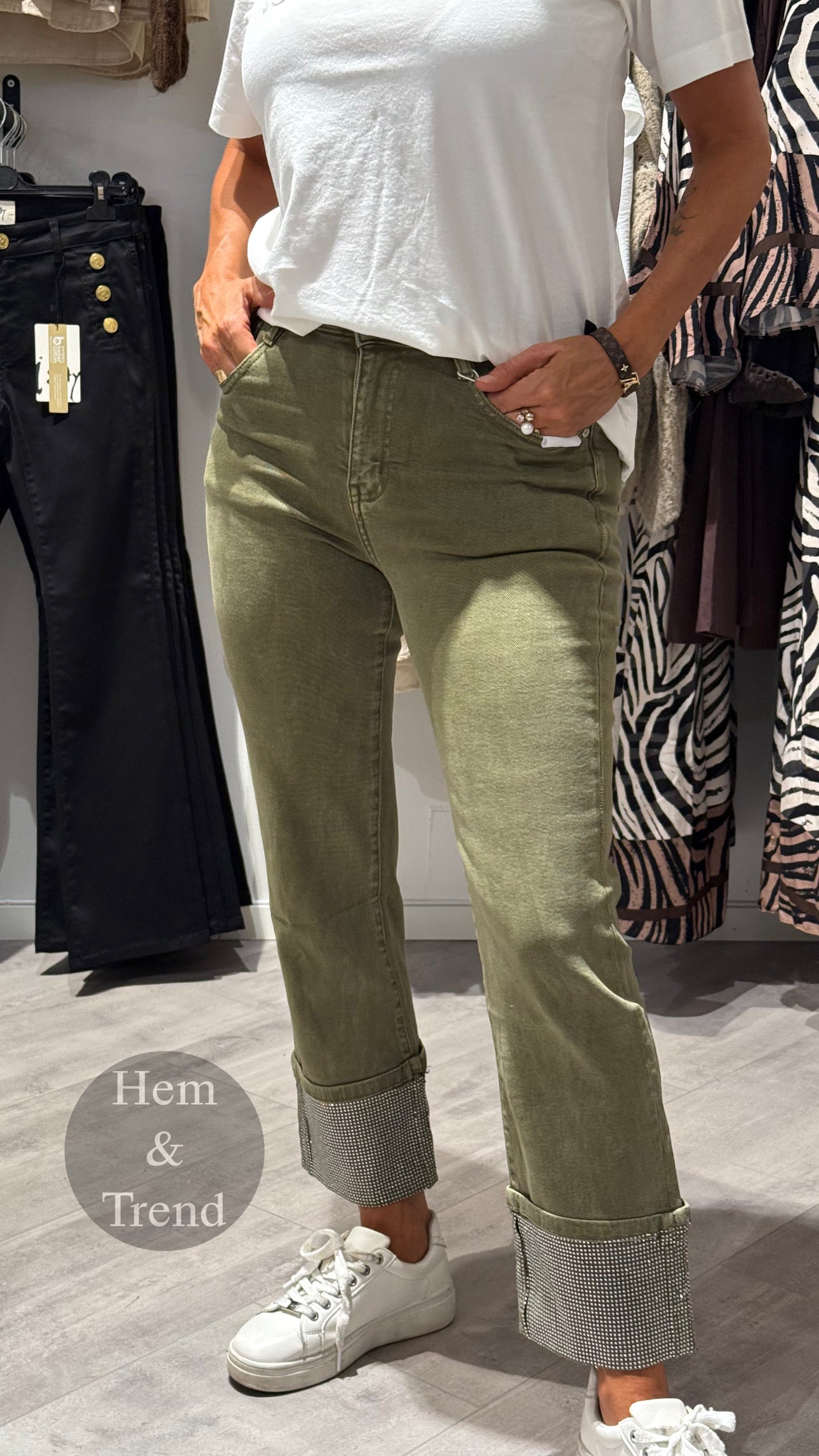 Jeans straight- bling grön