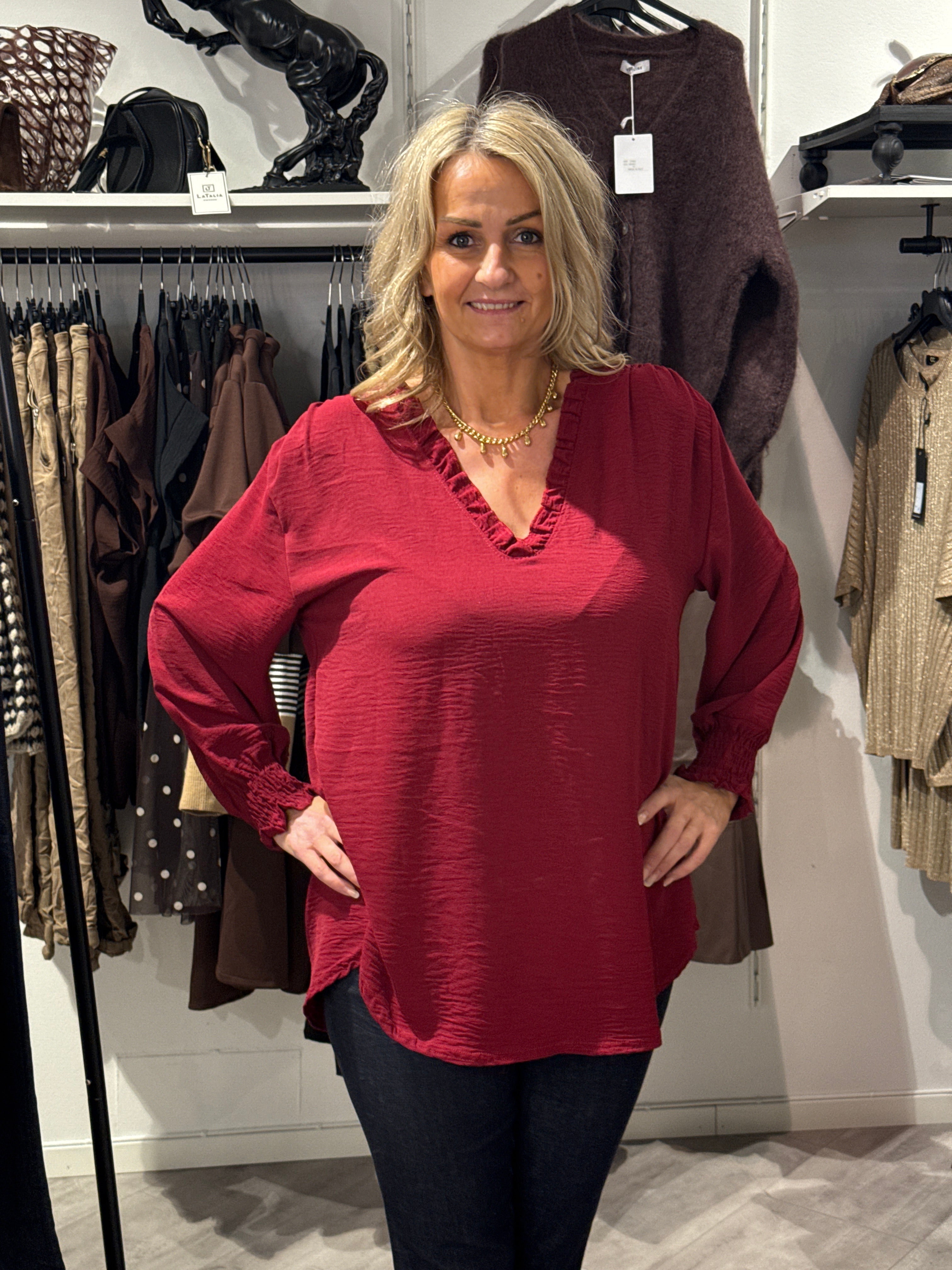 Basic wine-red blouse