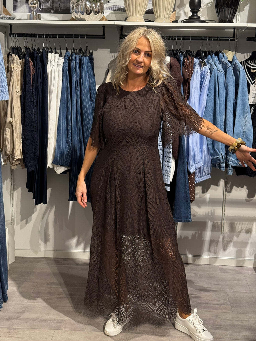 CClace maxi dress dark brown