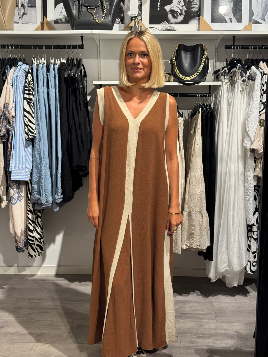 Wilma klänning brun/beige
