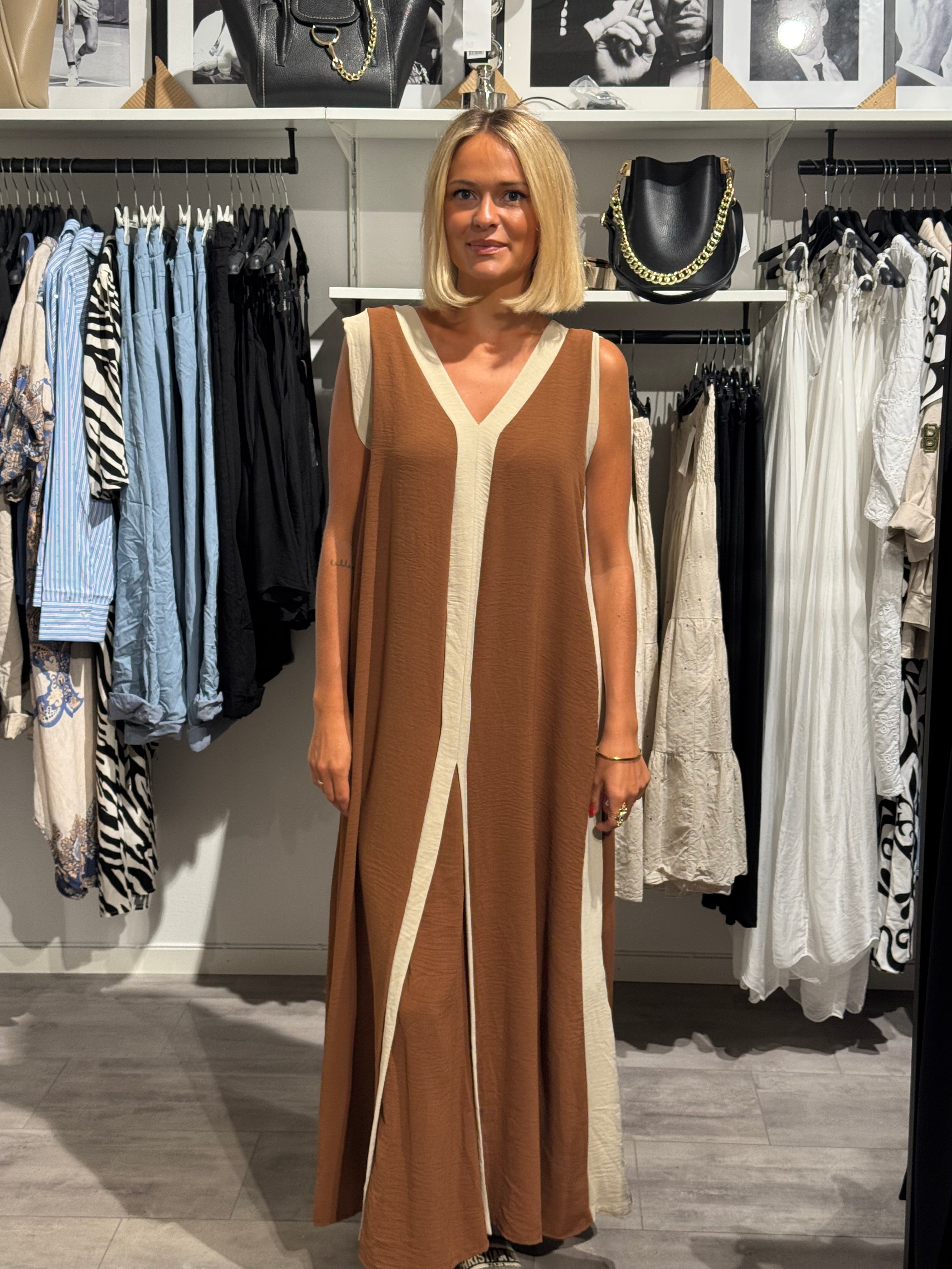 Wilma klänning brun/beige