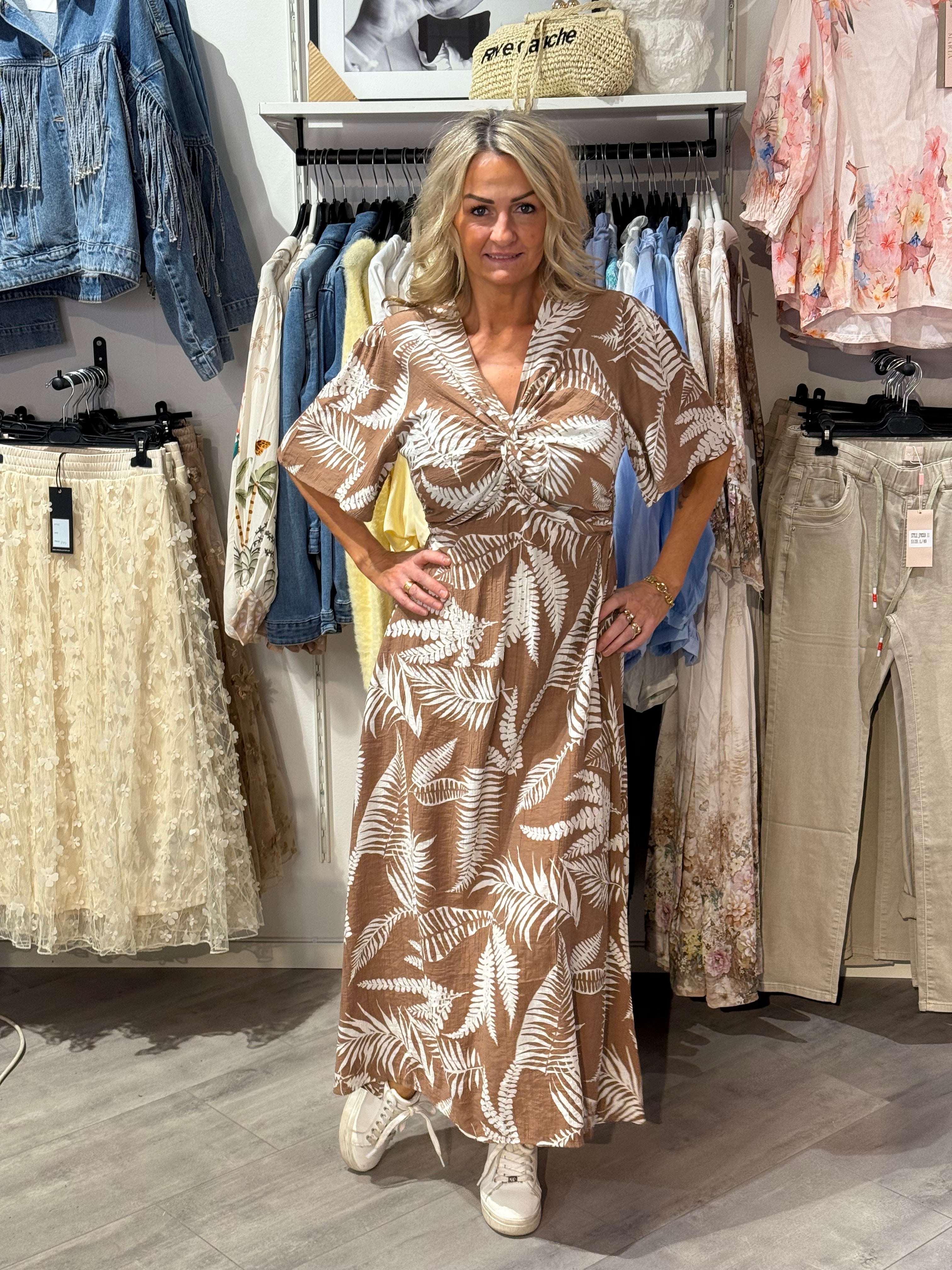 Klänning crepe- brun