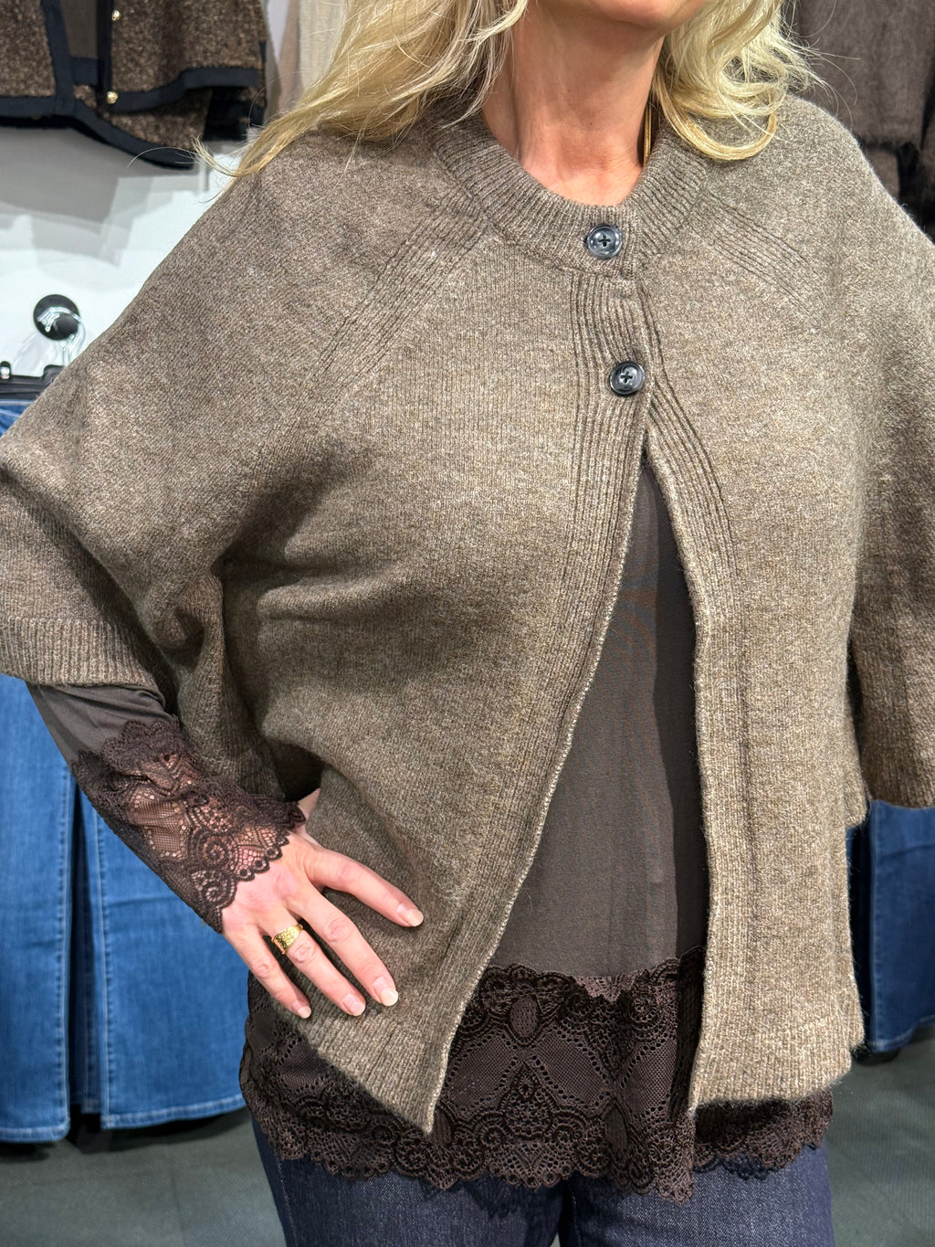 Cape cardigan - brun