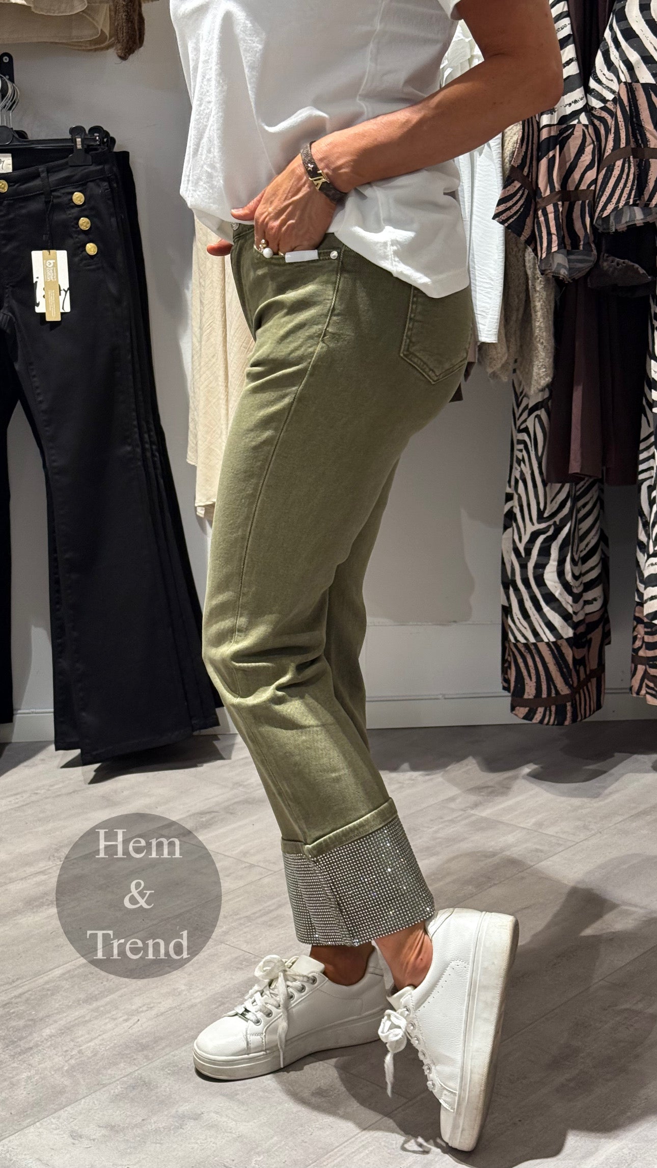 Jeans straight- bling grön