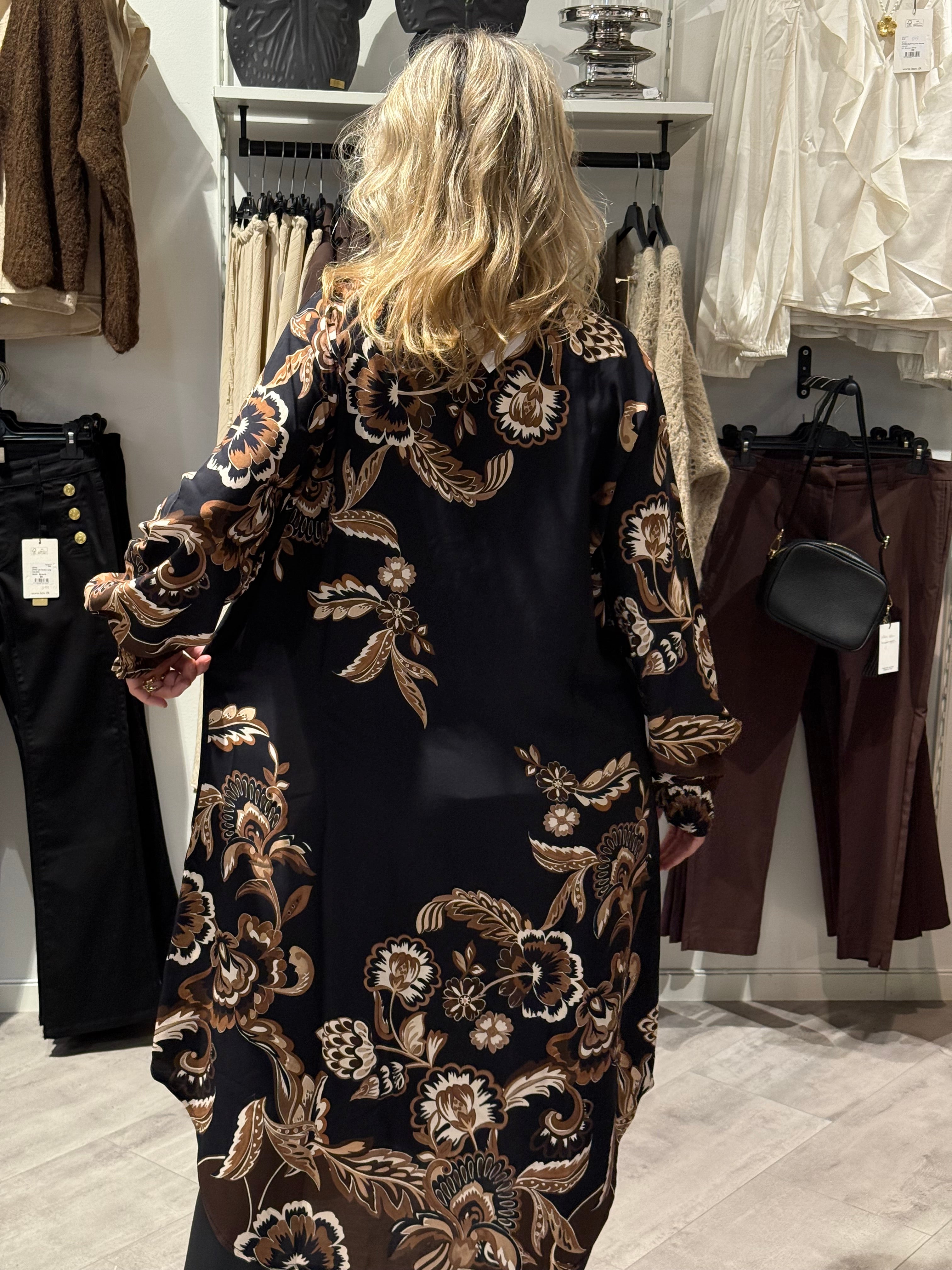Tunika mönstrad-svart/brun/beige