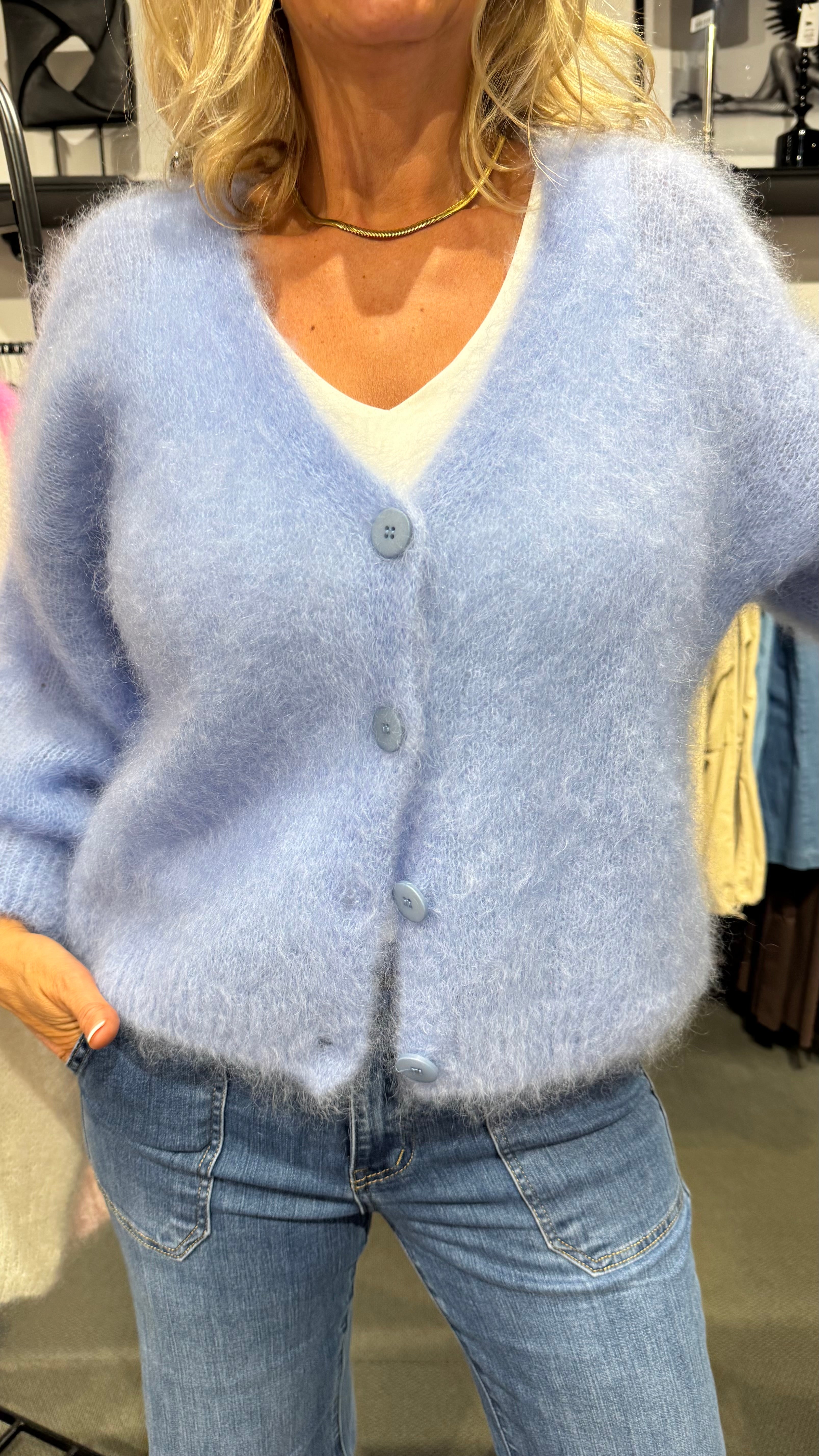 MOHAIR CARDIGAN- BABY BLUE