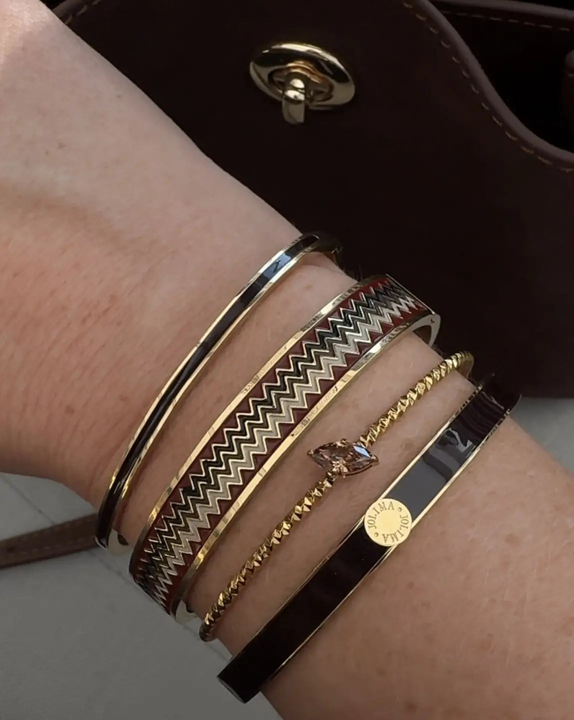 Poppy mini bangle - wine/gold