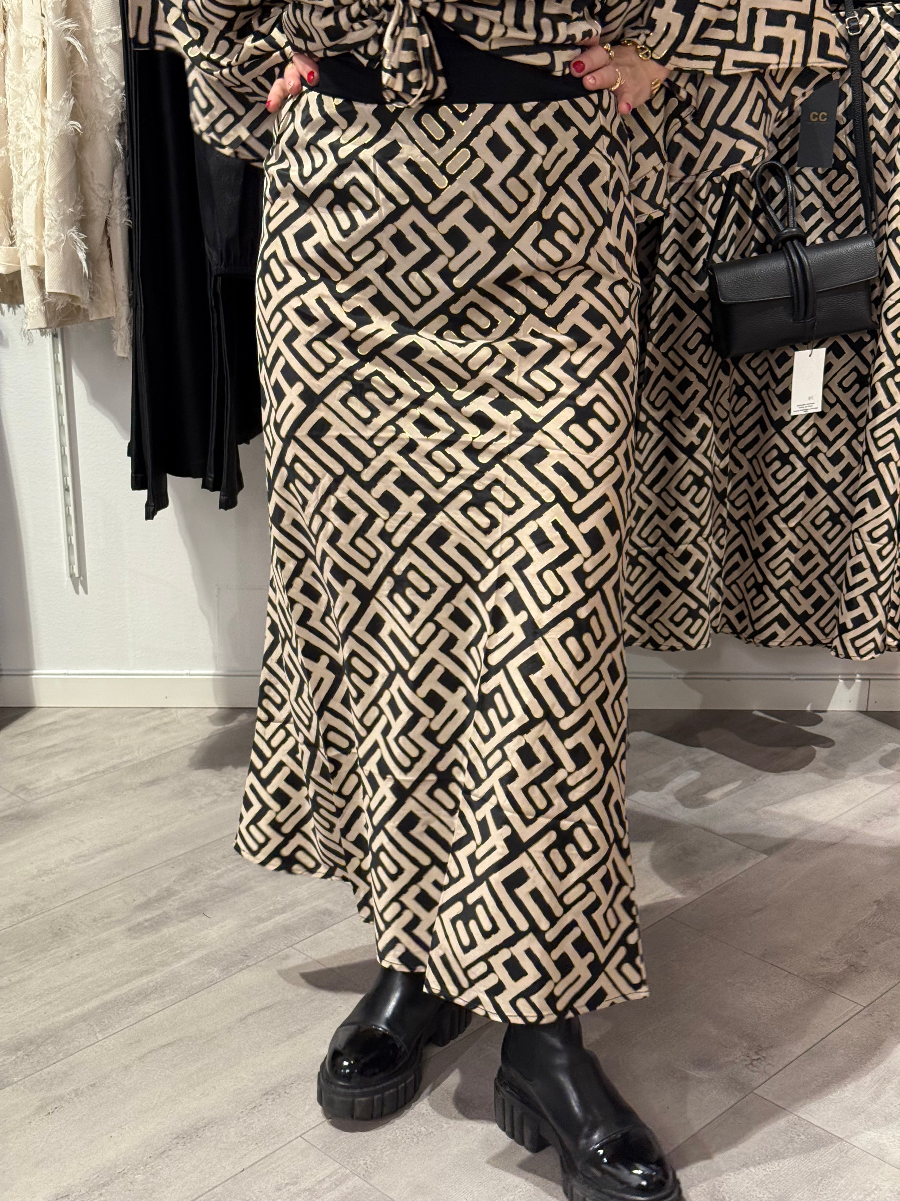 GIOVANNA SKIRT BLACK/SAND/GOLD