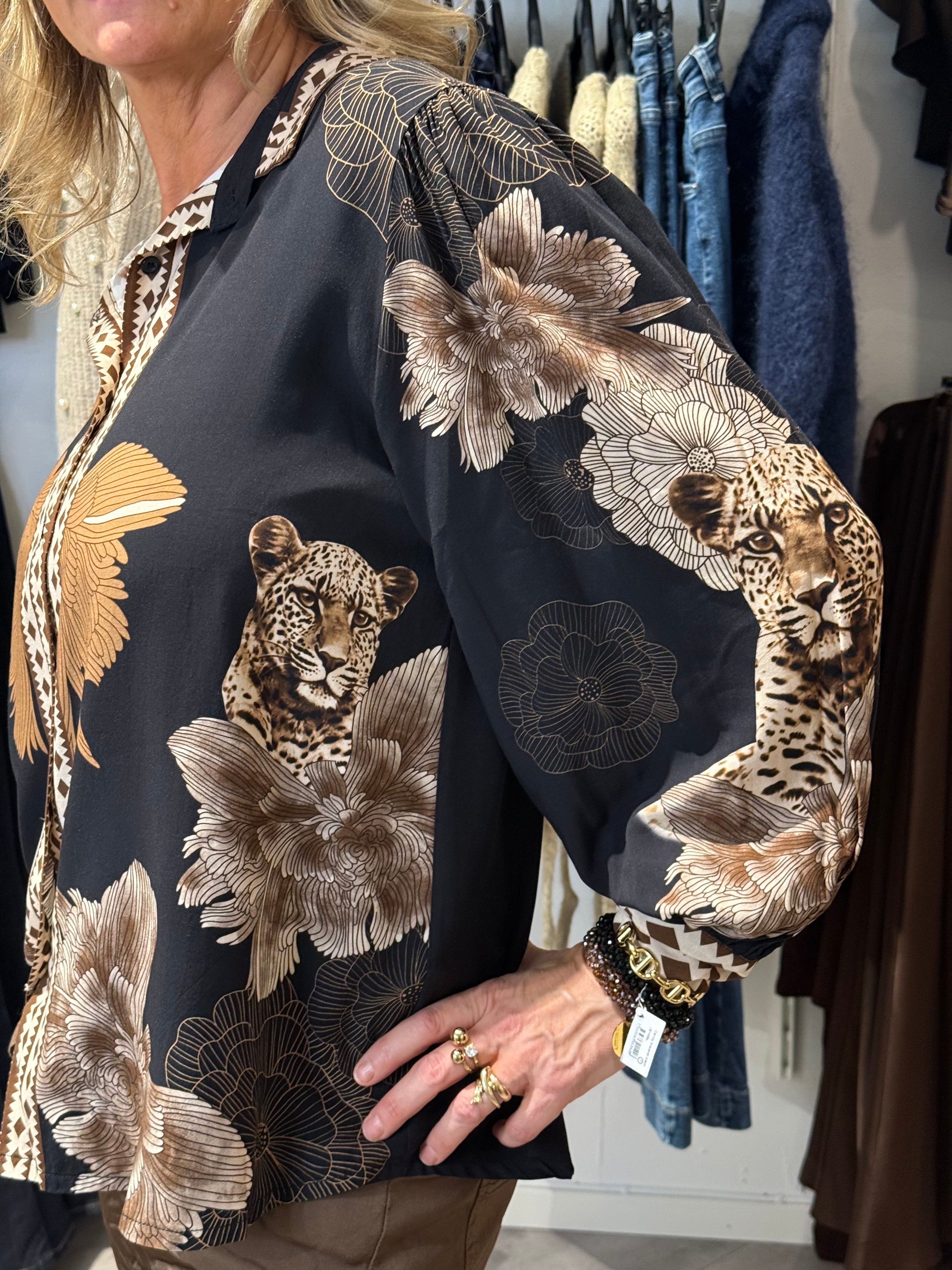 VISCOSE BLOUSE ELVA - BLACK