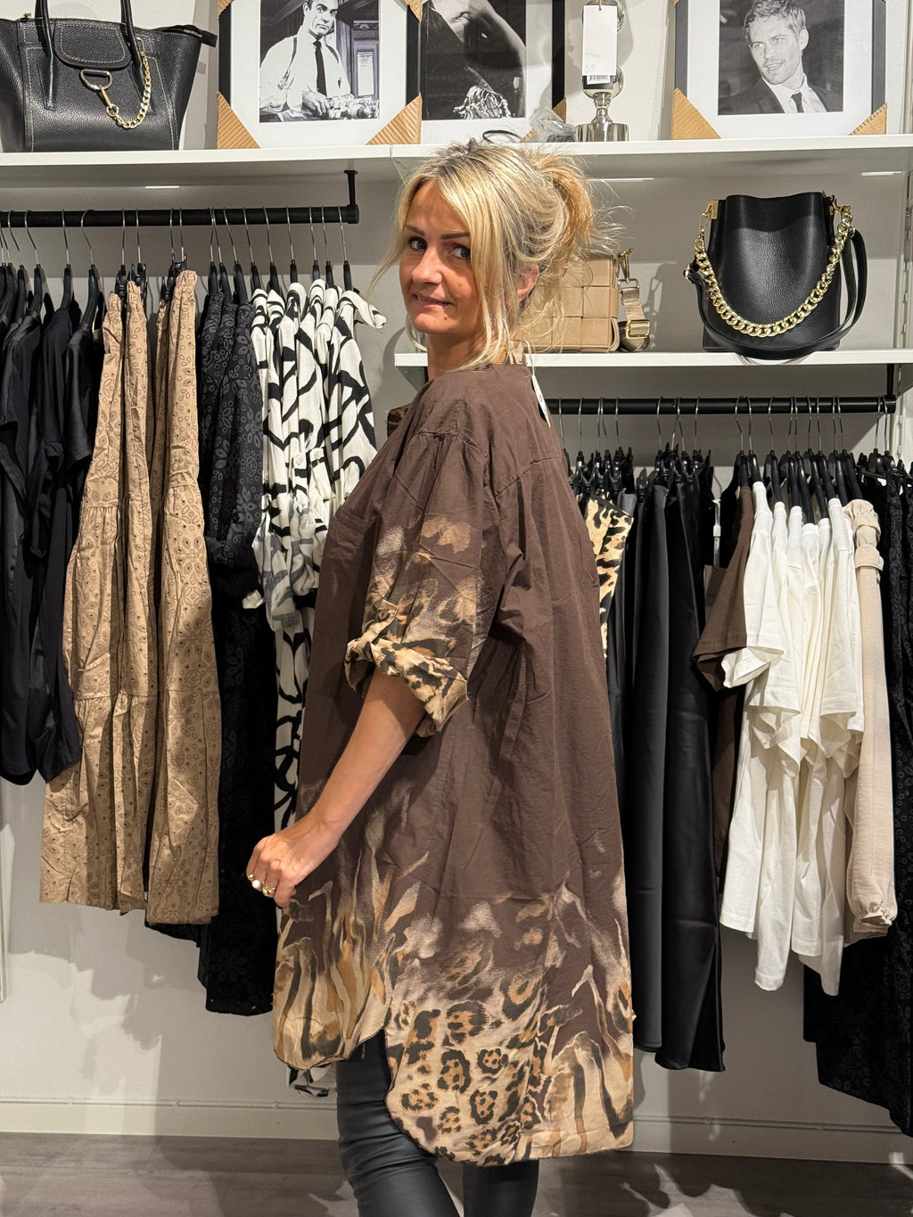 Oversized skjorta Leo-brun