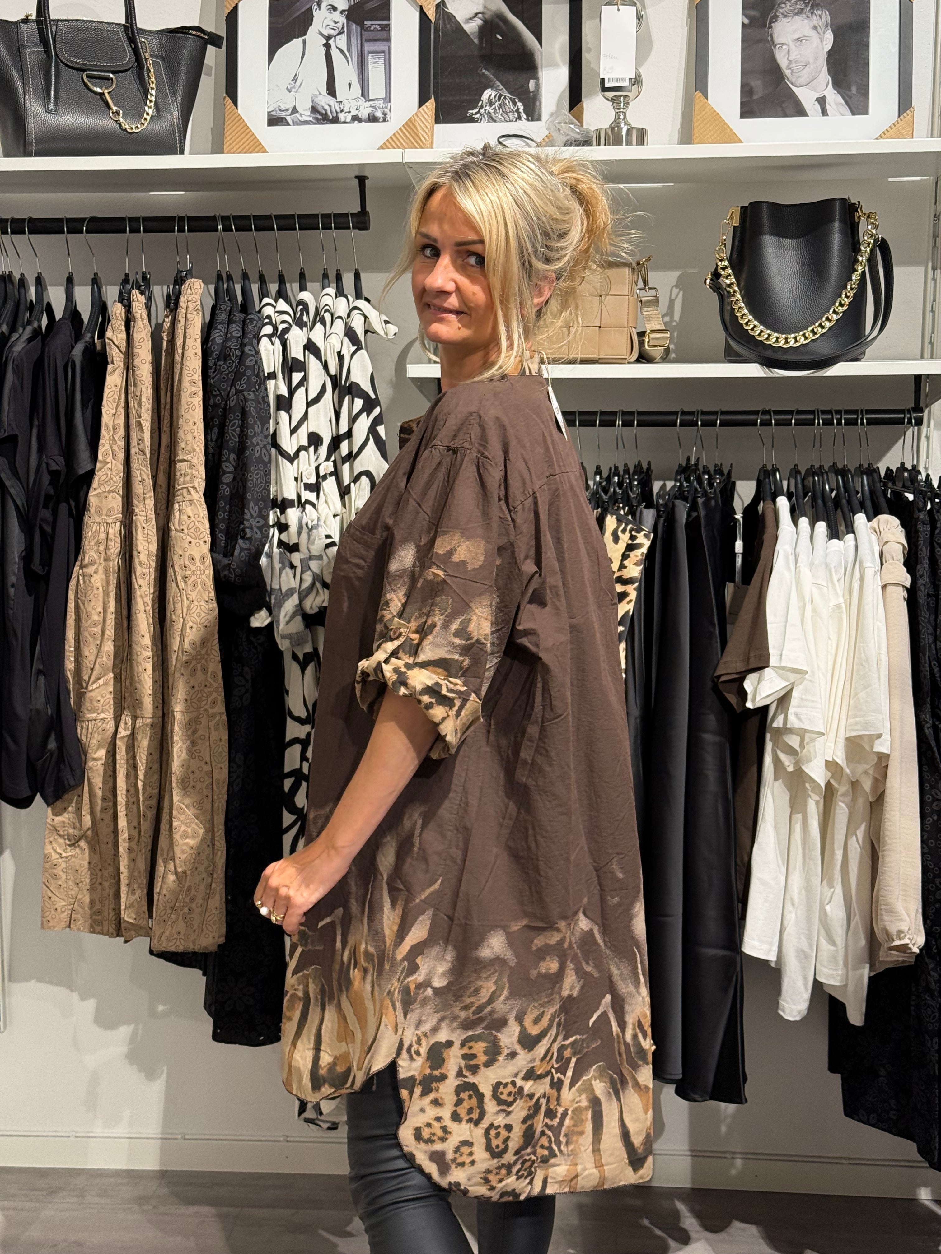 Oversized skjorta Leo-brun