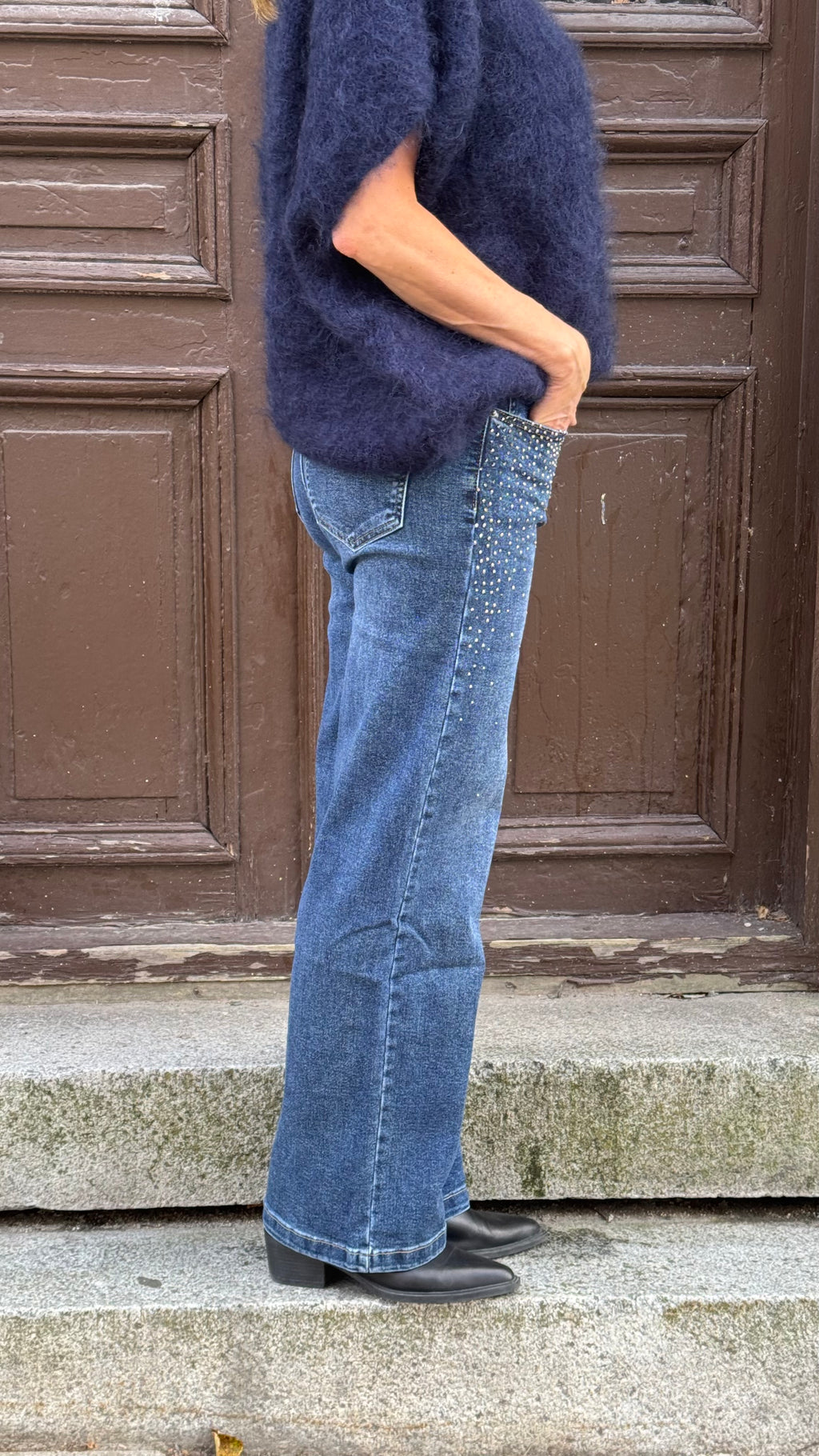Wideleg jeans - strass denim