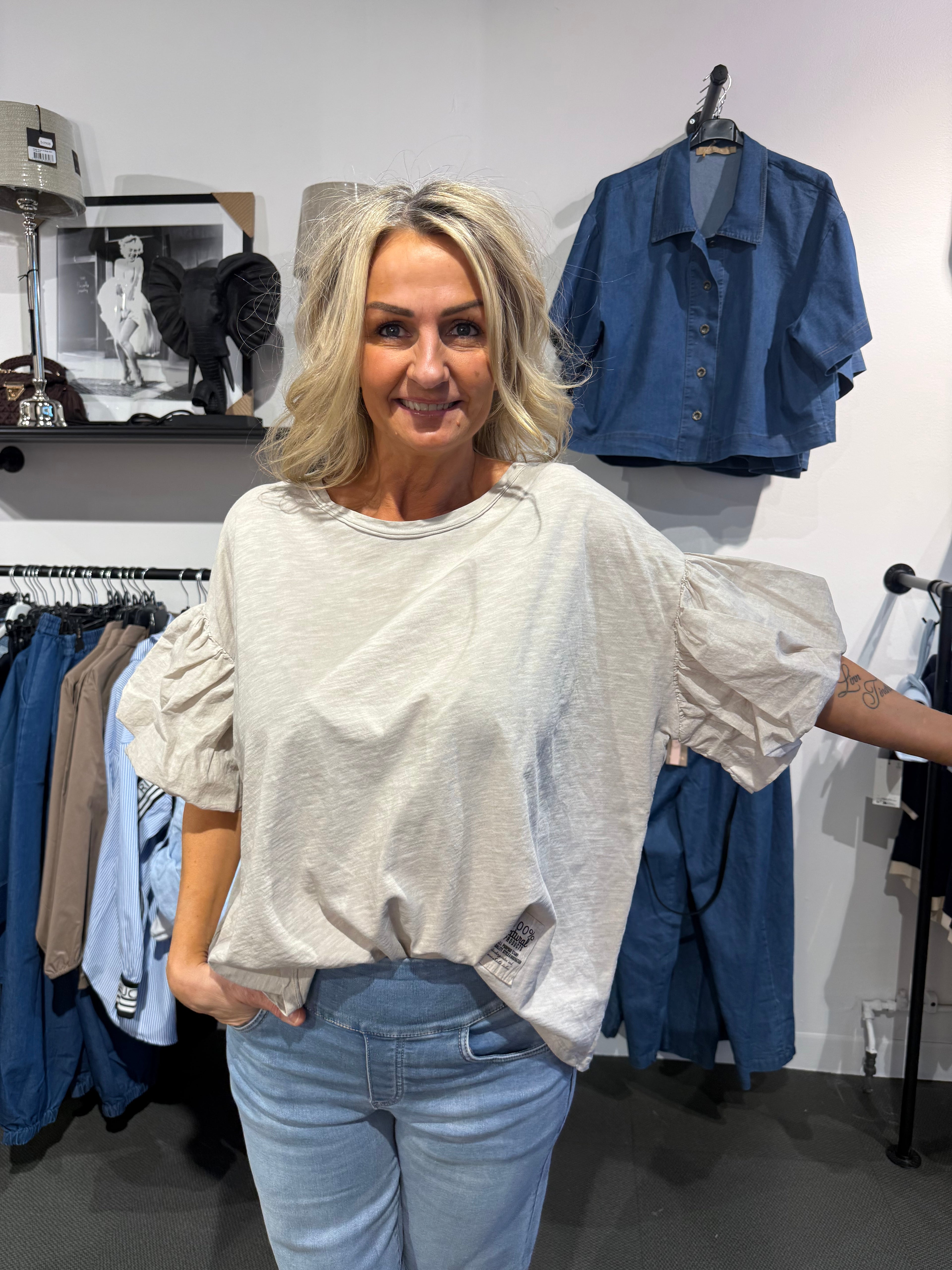 T-shirt puffärm - beige