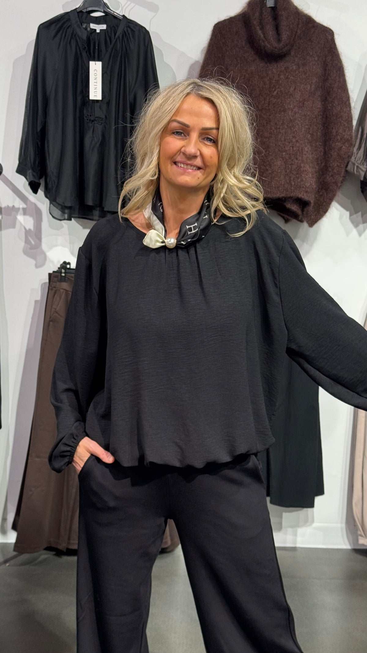 Långärmad ballong topp - svart