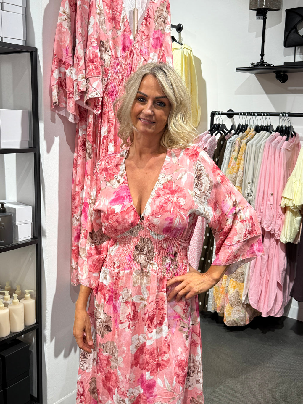 Flower dress, smock - pink