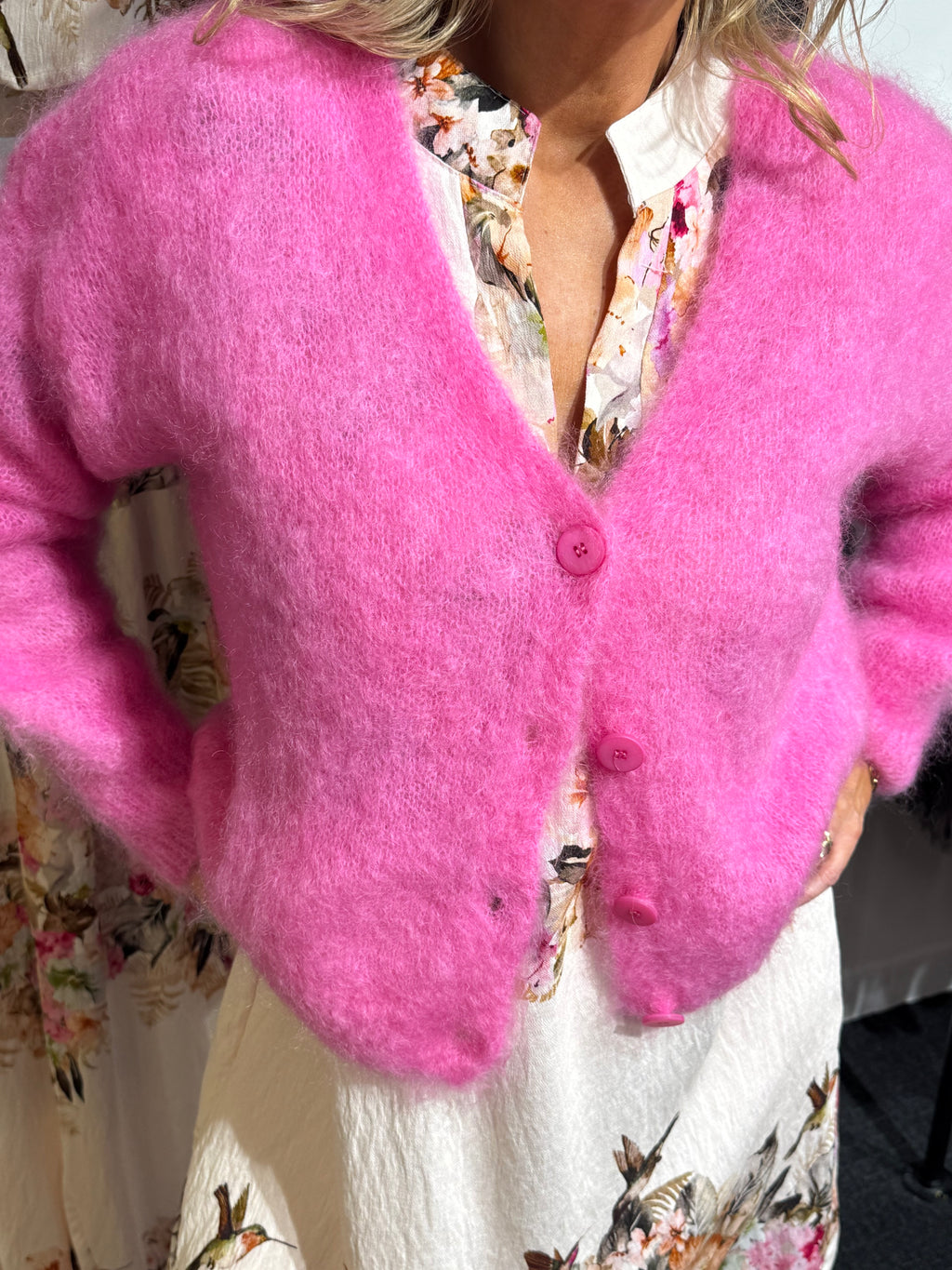 Mohair kofta - cerise
