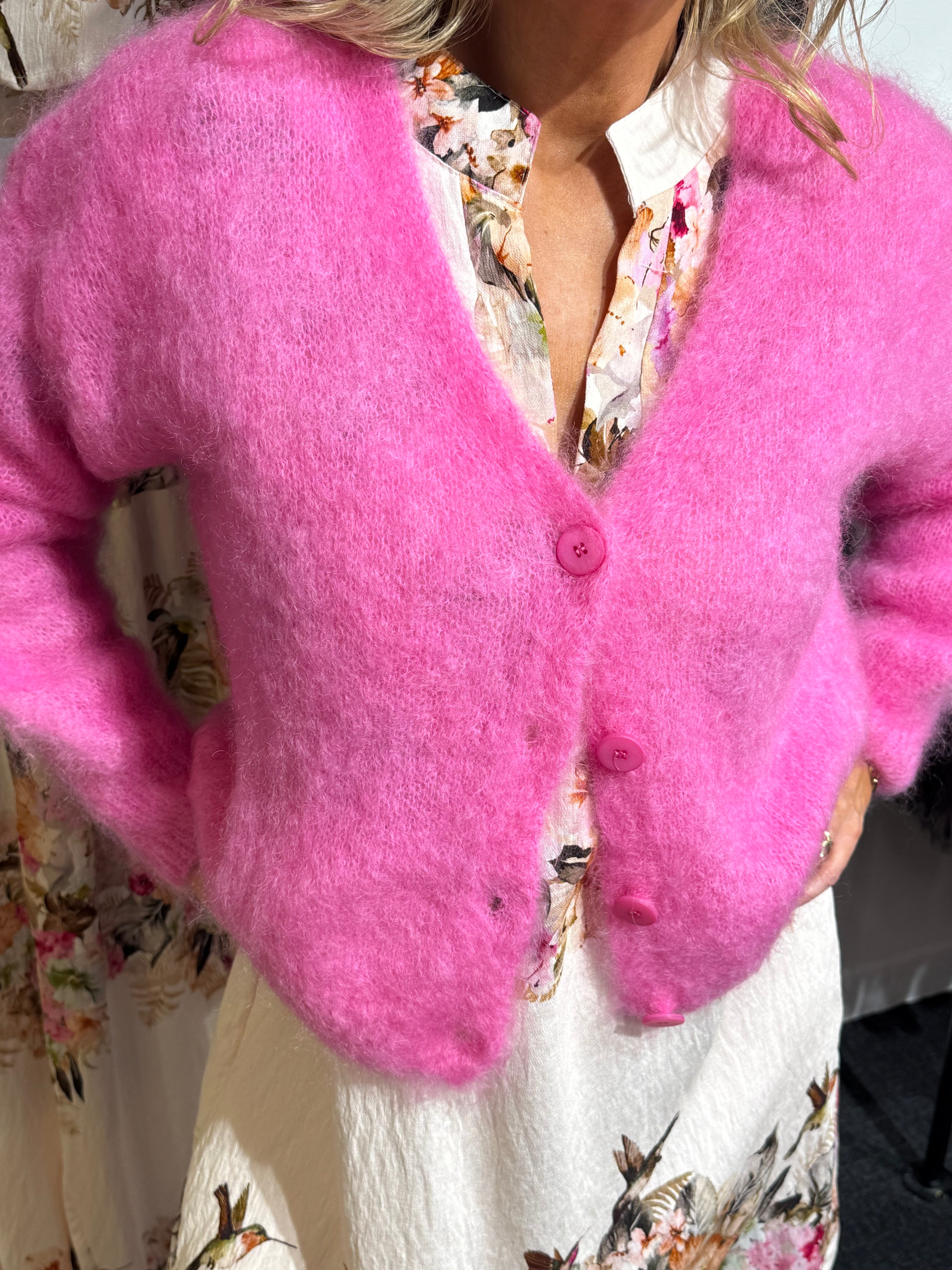 Mohair kofta - cerise