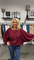Poncho blus Lisa - vinröd