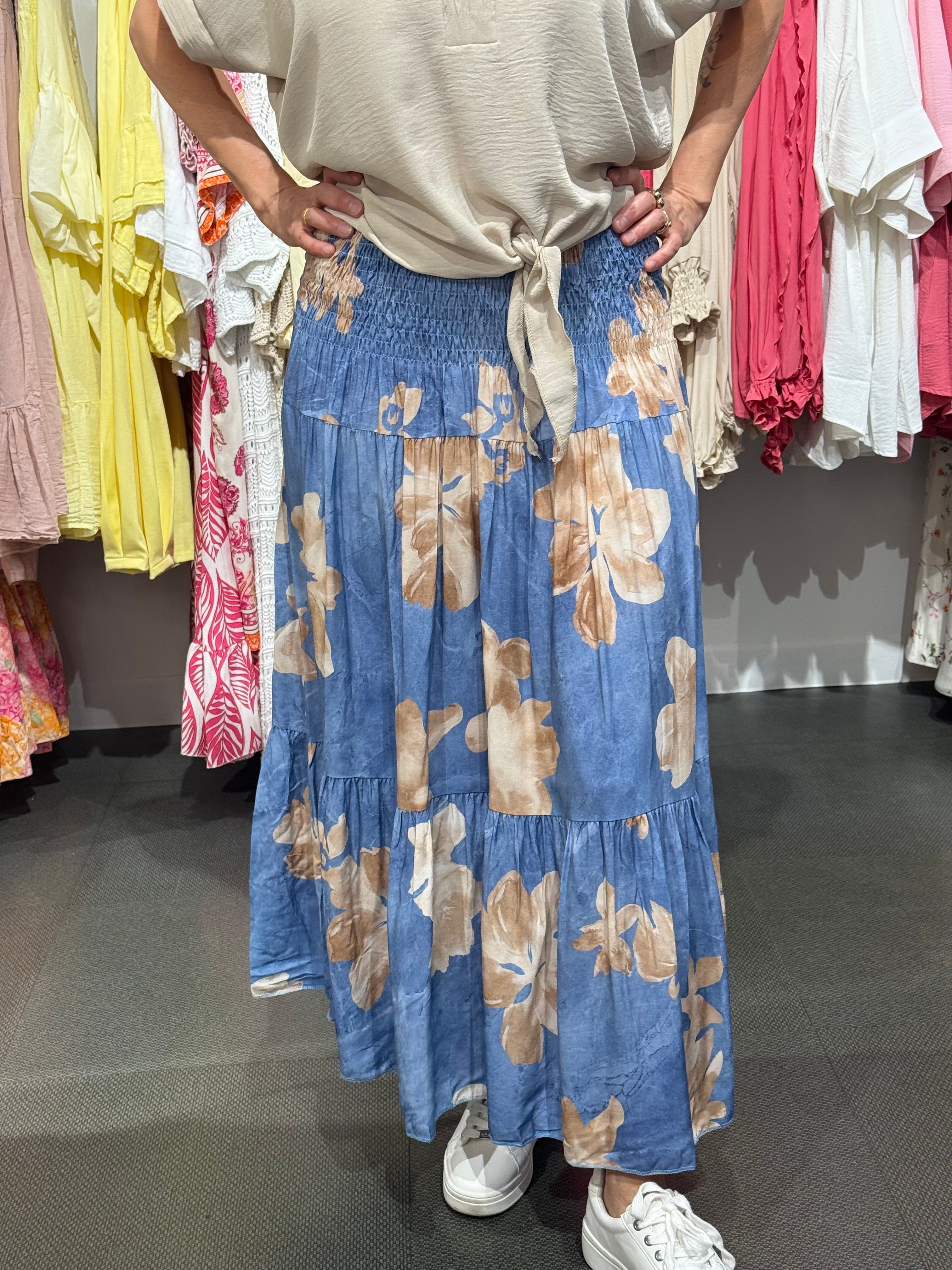 Smock kjol Flower - blue-beige