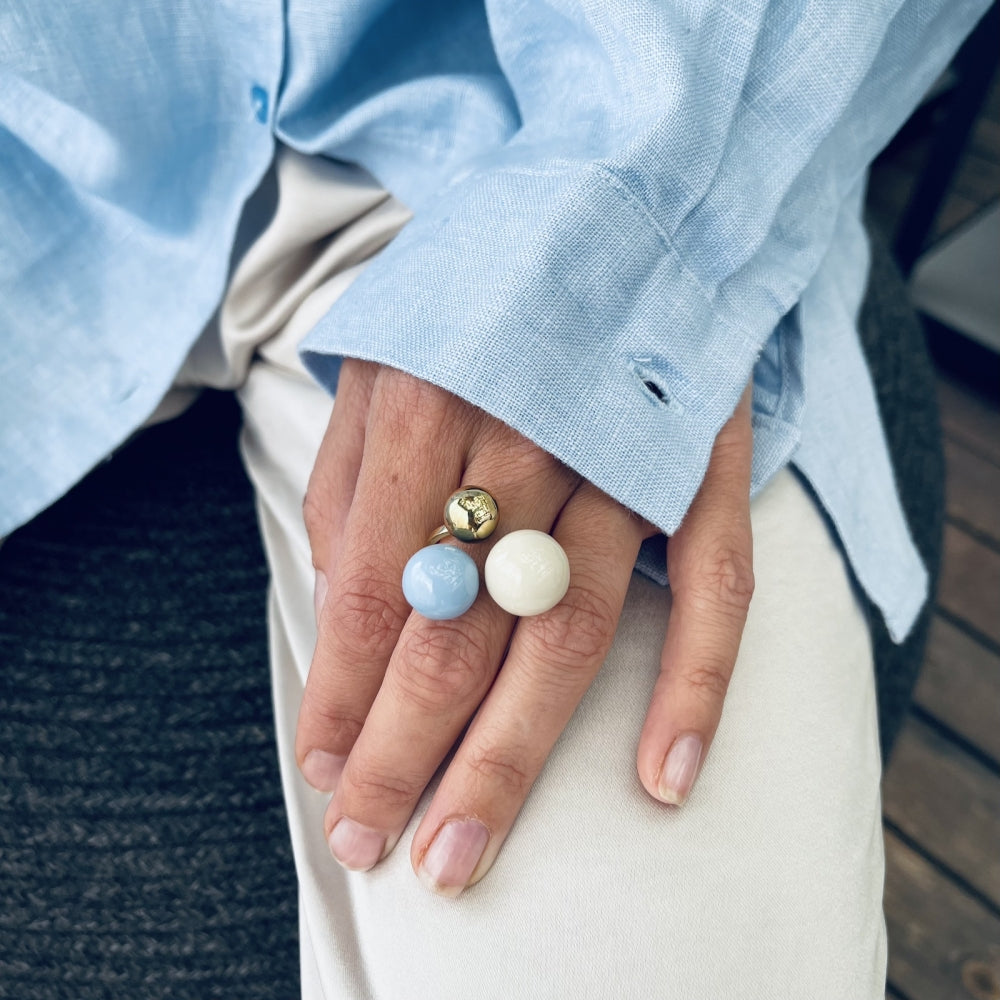 BREA ENAMEL LARGE RING LT.BLUE/GOLD