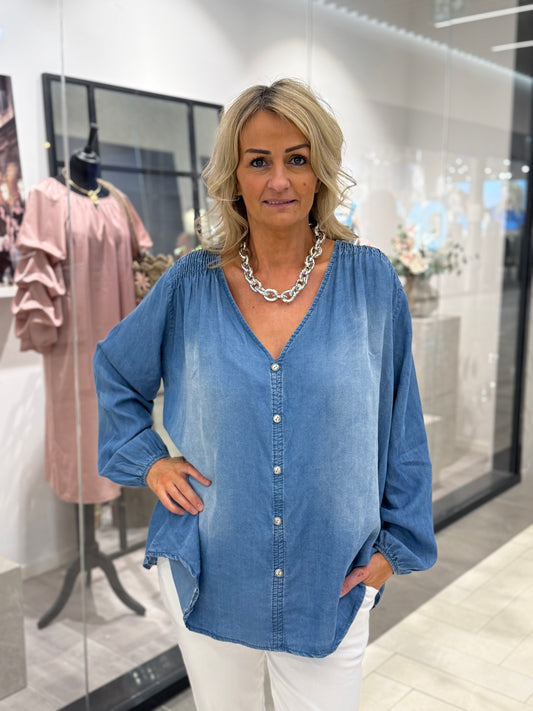 Jeansblus tencell