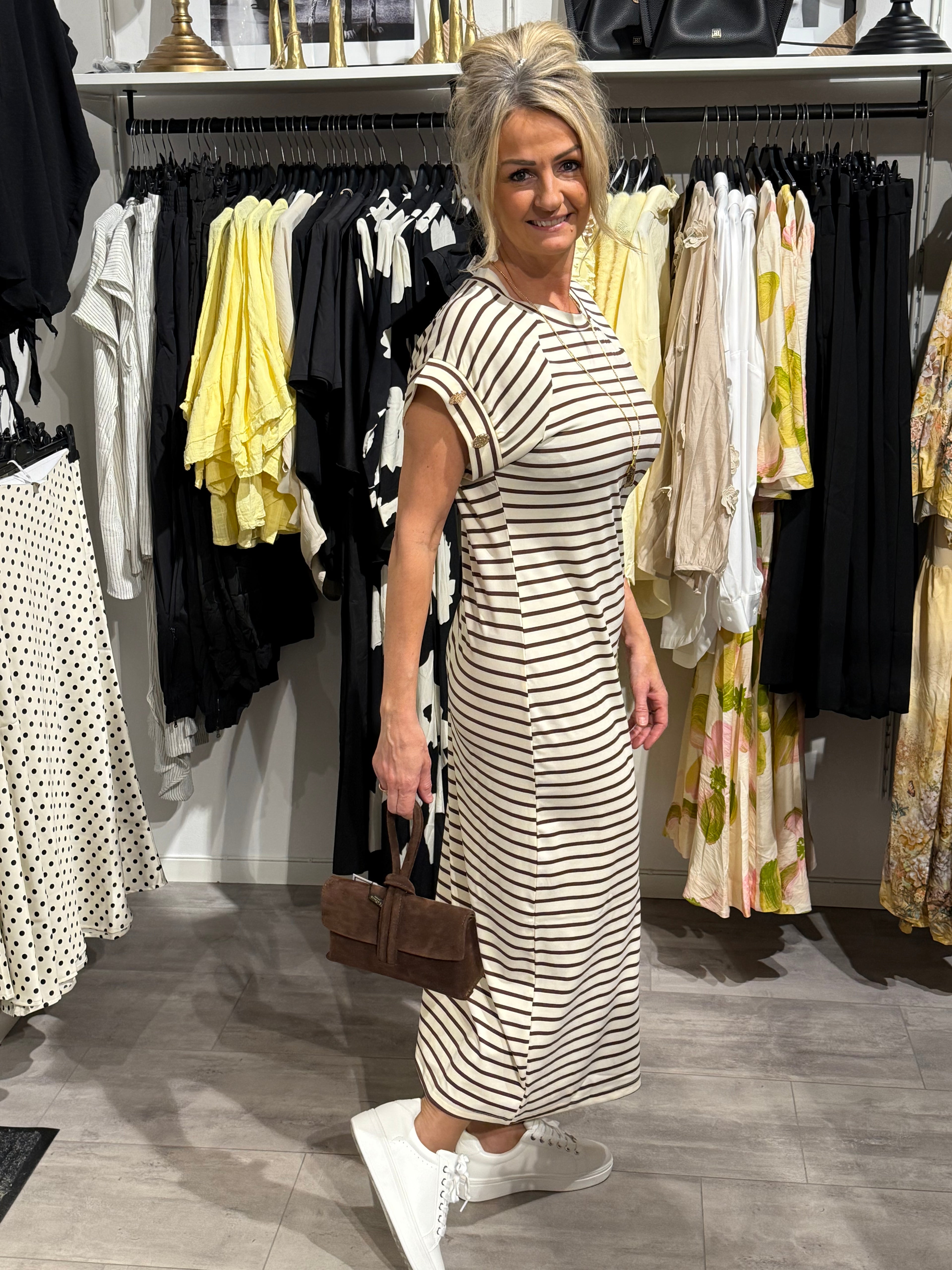 Striped dress- Brown