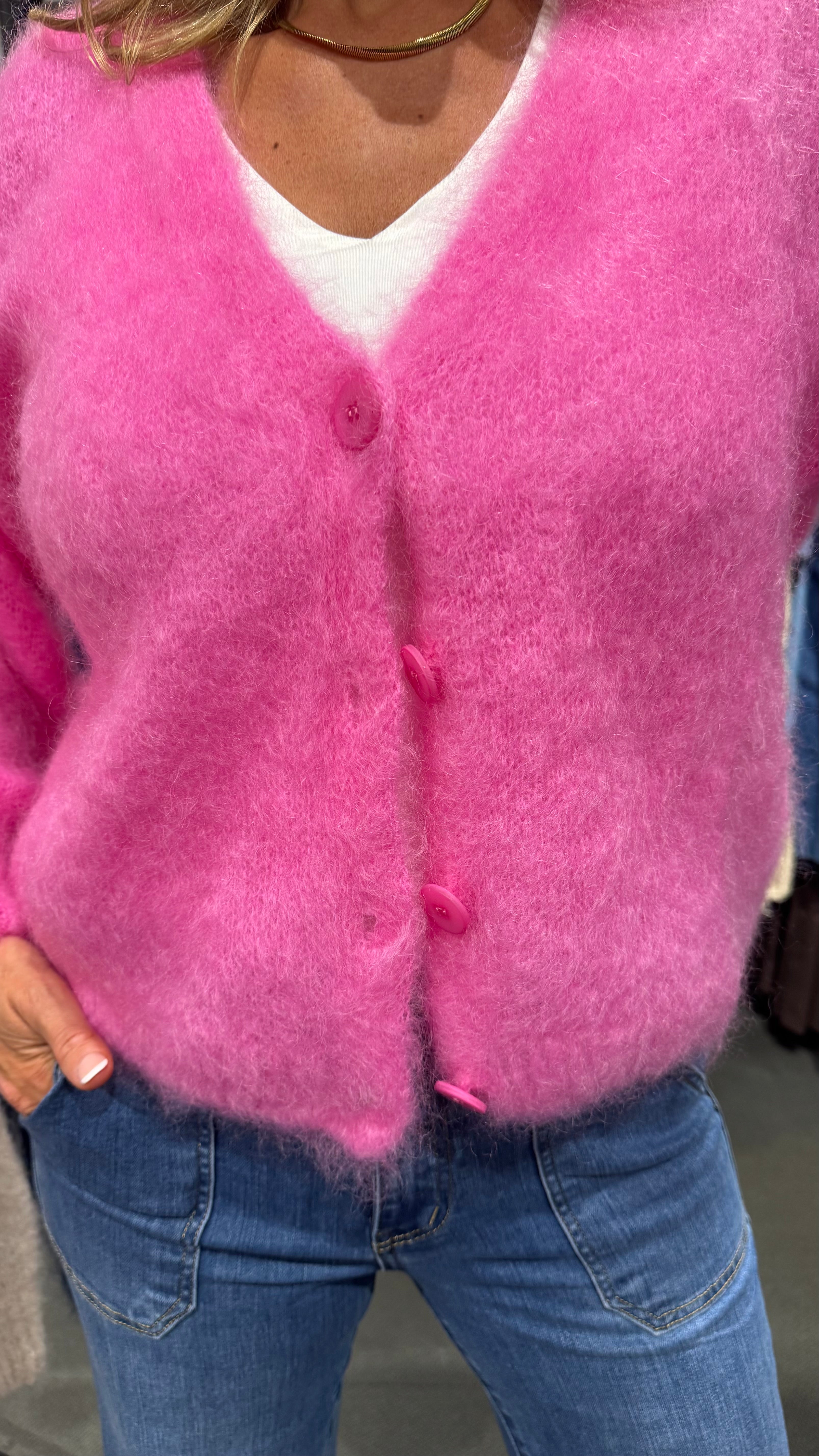 MOHAIR CARDIGAN - CERISE