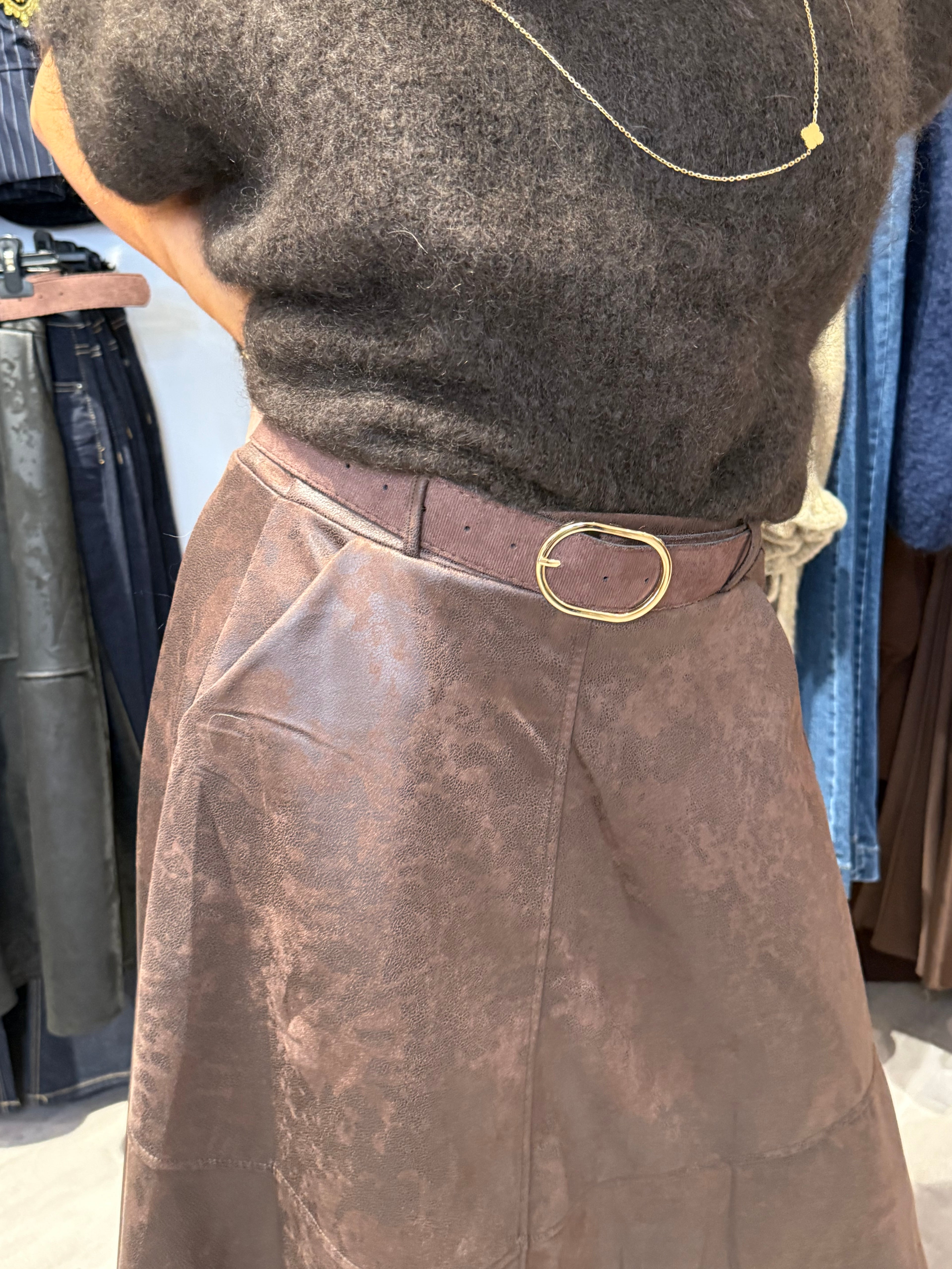 A-LINE SKIRT - BROWN