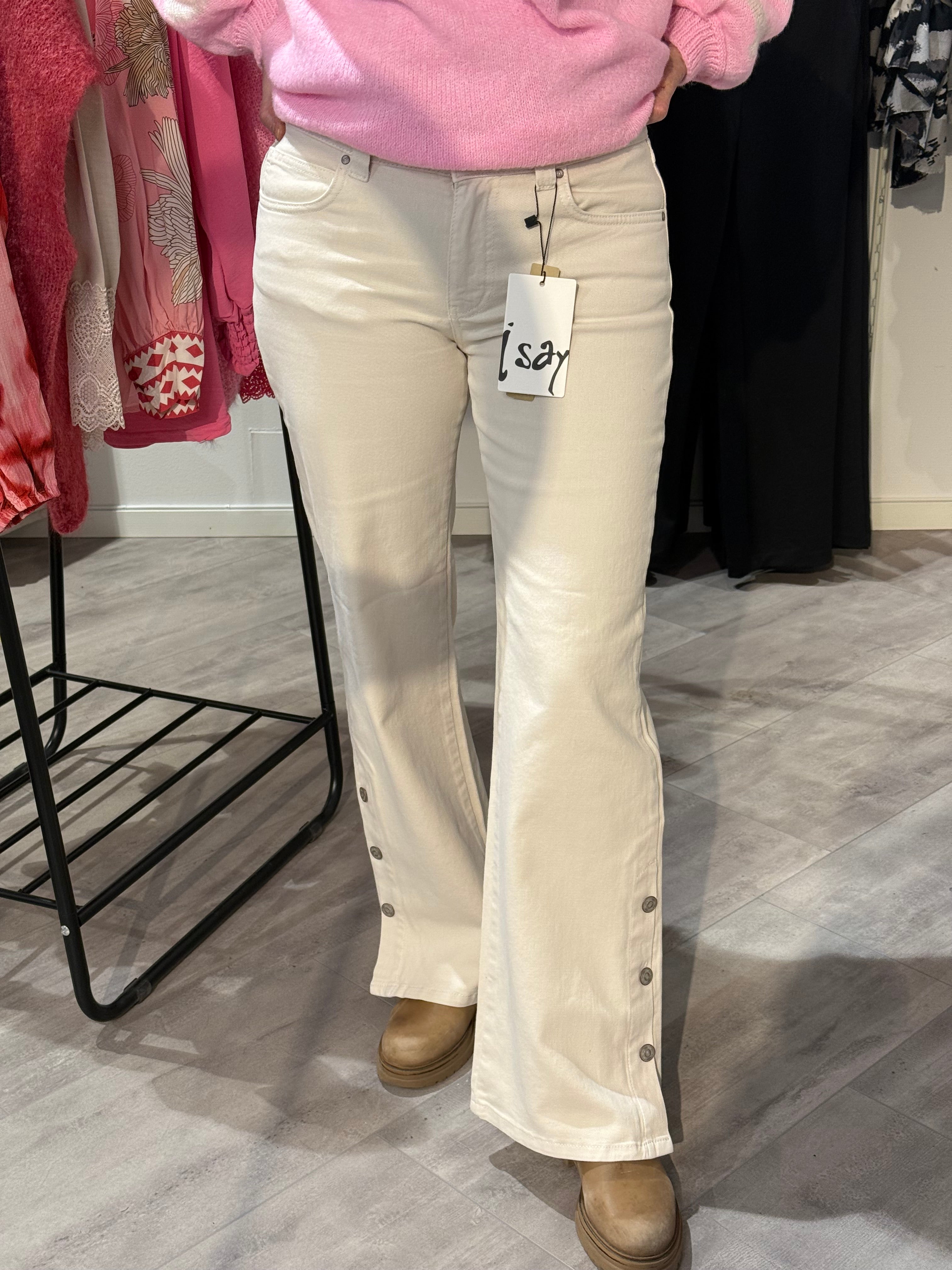 Isay combo twill button pant - beige