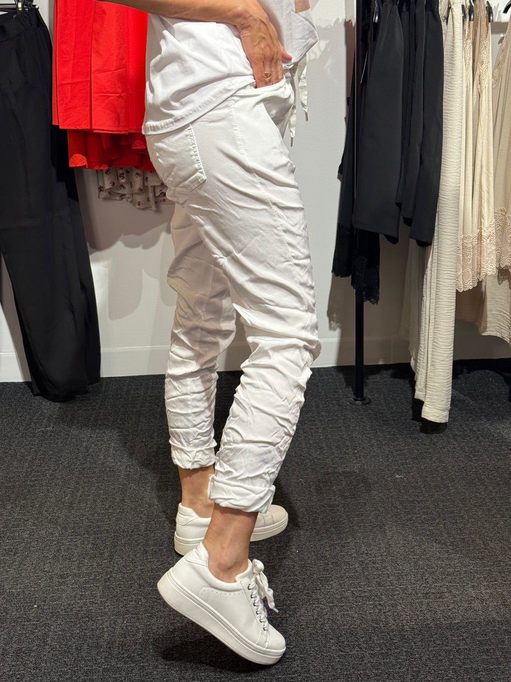 Glossy pant ilma - white