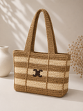 CC STRIPED STRAW TOTE – SAND
