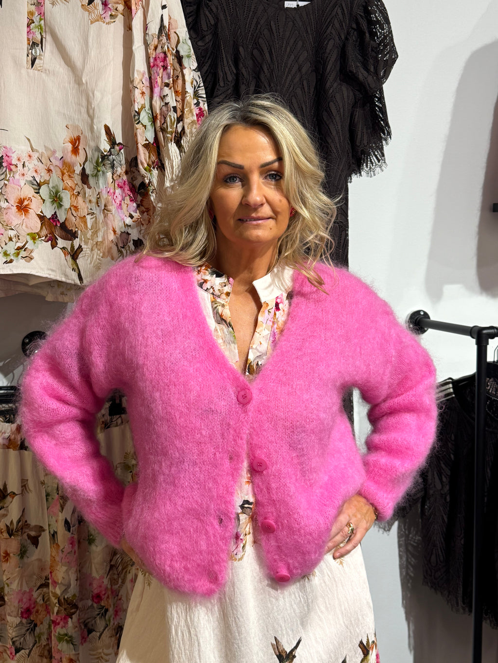 Mohair kofta - cerise