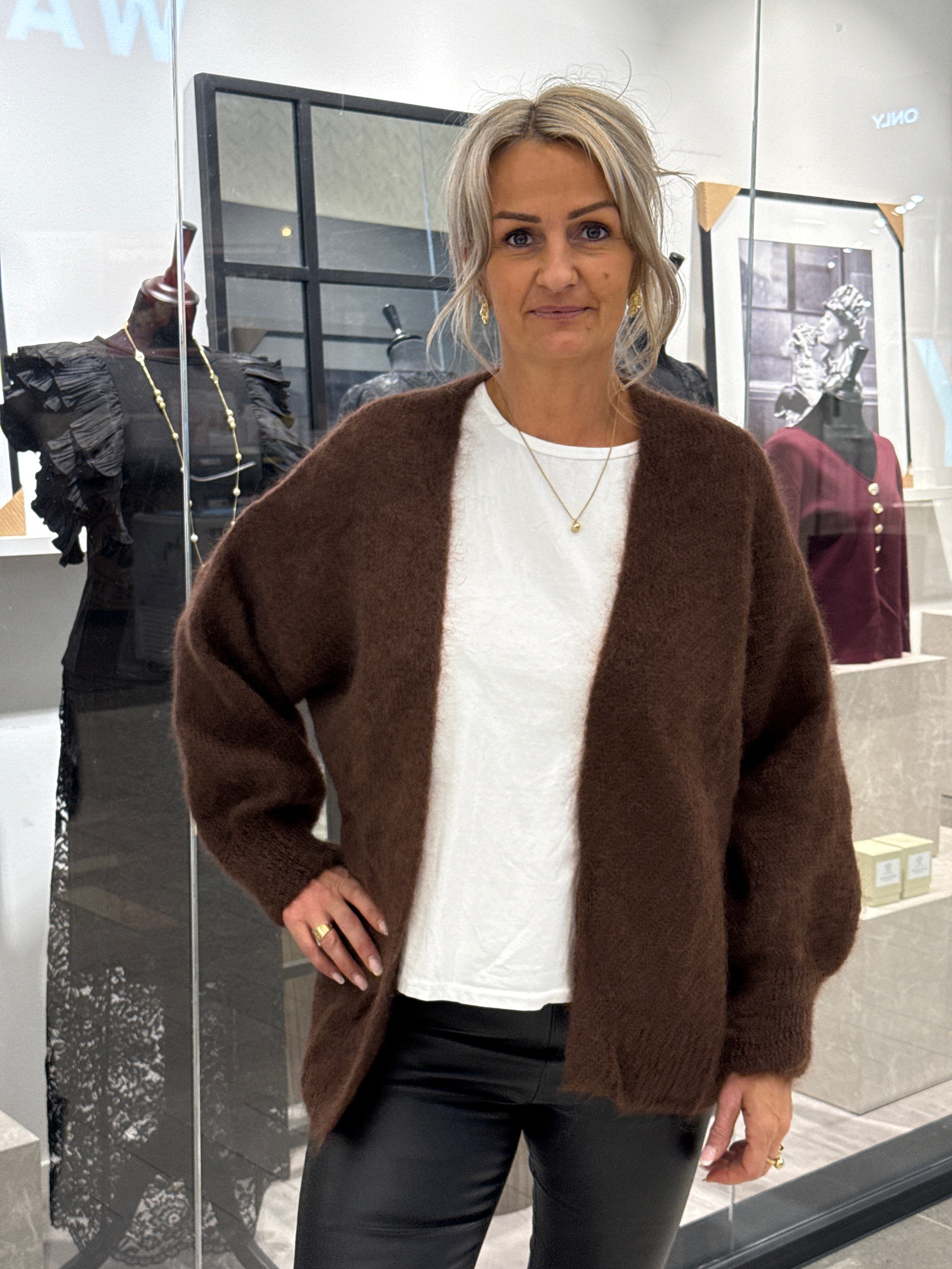Mohair kofta-brun