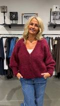 MOHAIR CARDIGAN - WINE RED