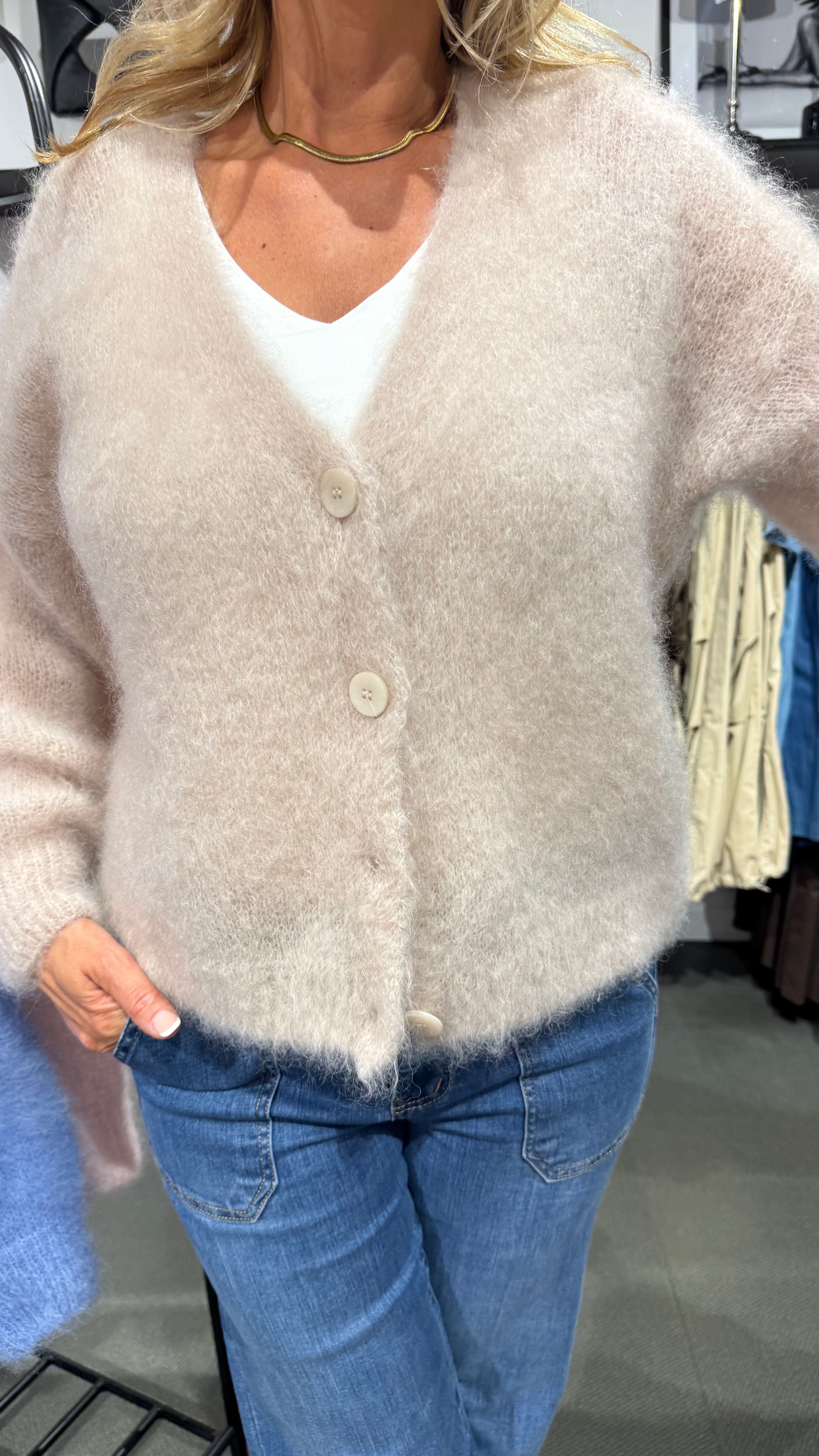 MOHAIR CARDIGAN - BEIGE