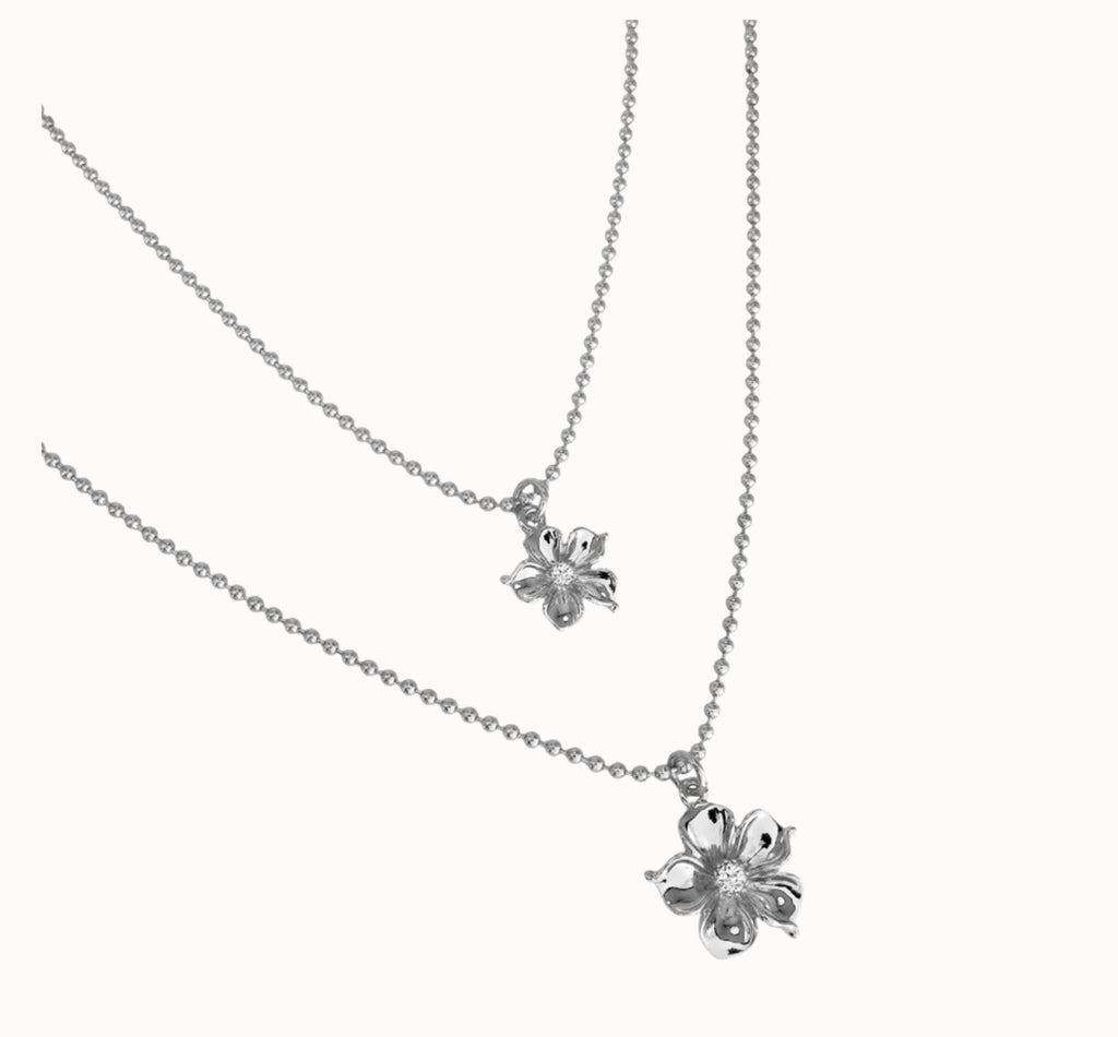 La fleur double necklace- silver