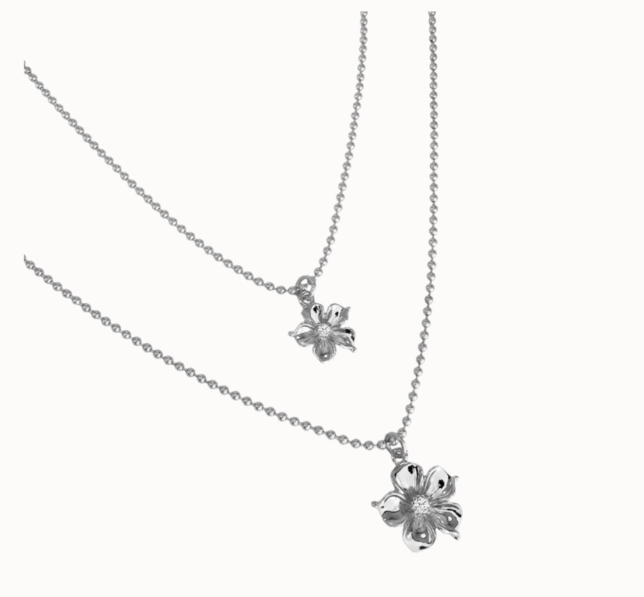 La fleur double necklace- silver