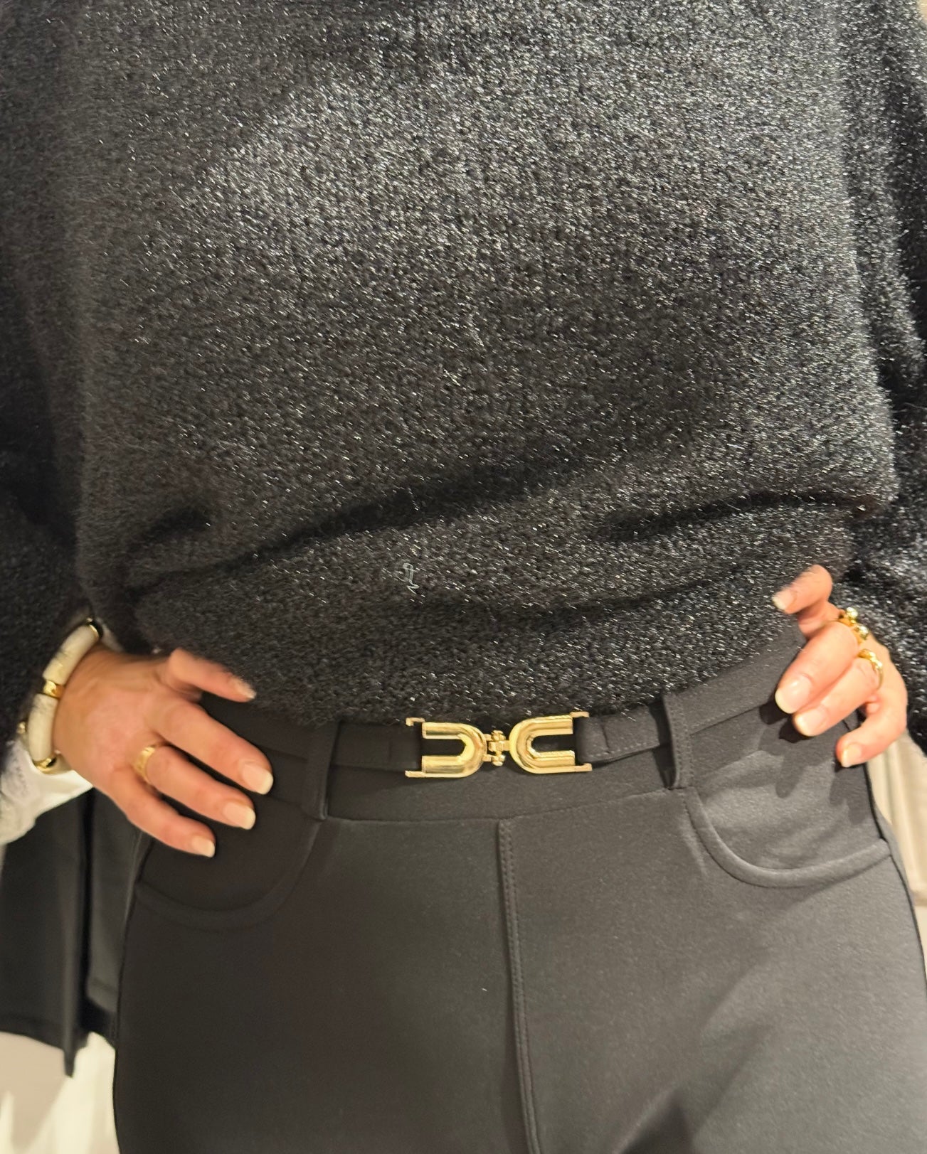 Mjukis kostymbyxa bootcut skärp svart