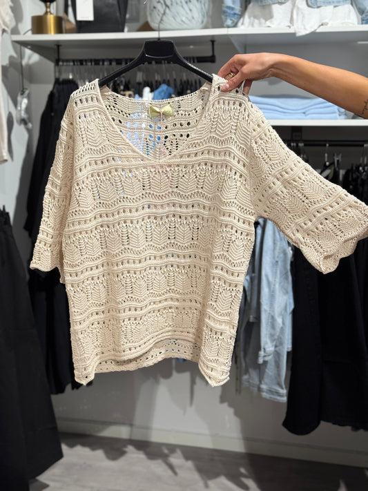 Virkad topp beige