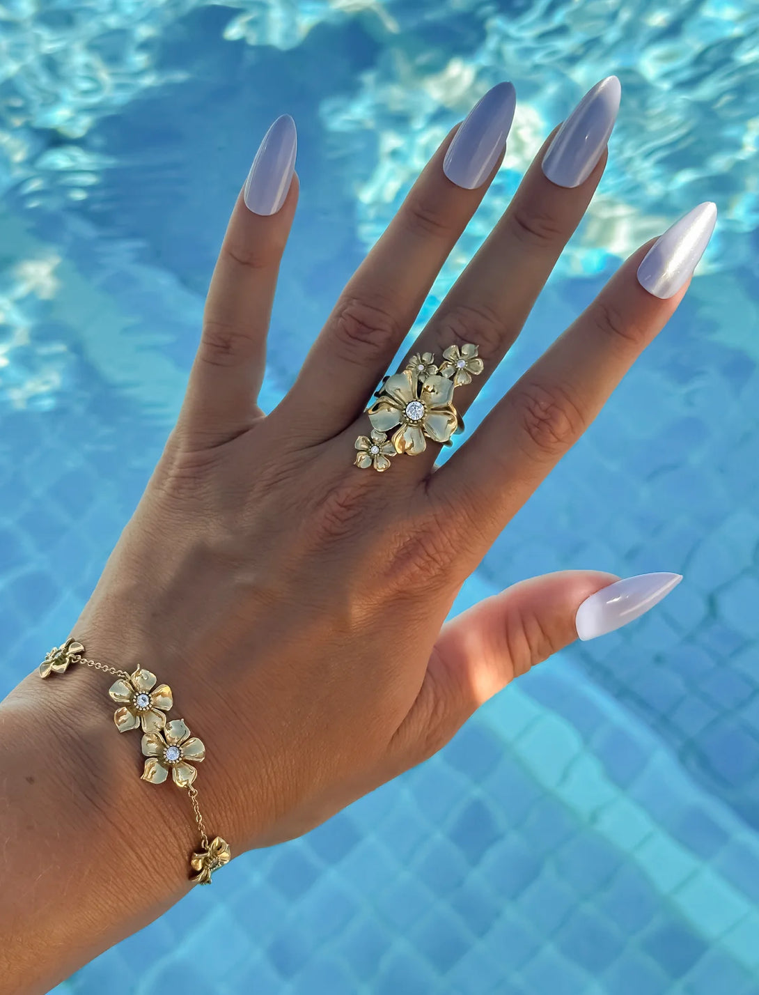 La fleur multi ring - silver