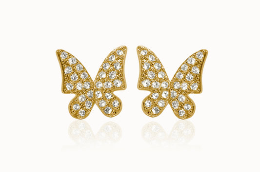 Butterfly sparkle big earrings - guld