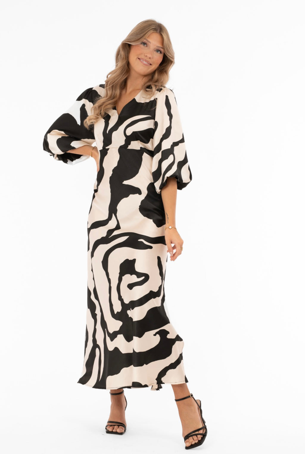 CICELY DRESS CHAMPAGNE/BLACK