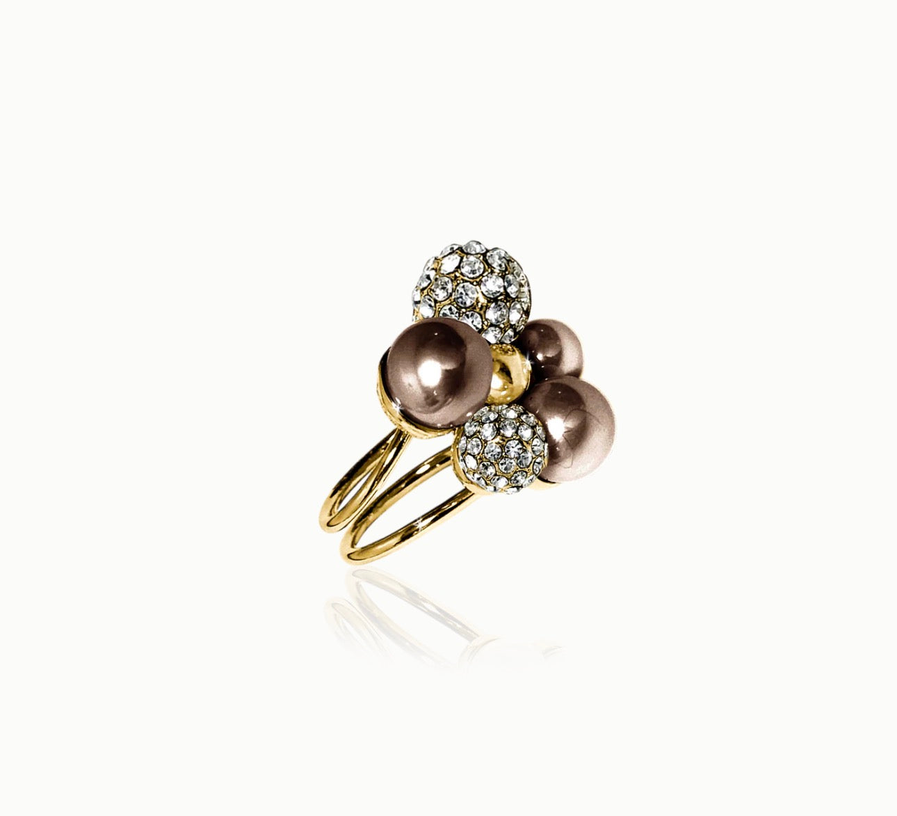 BERRY PEARL SPARKLE MAXI RING - BROWN