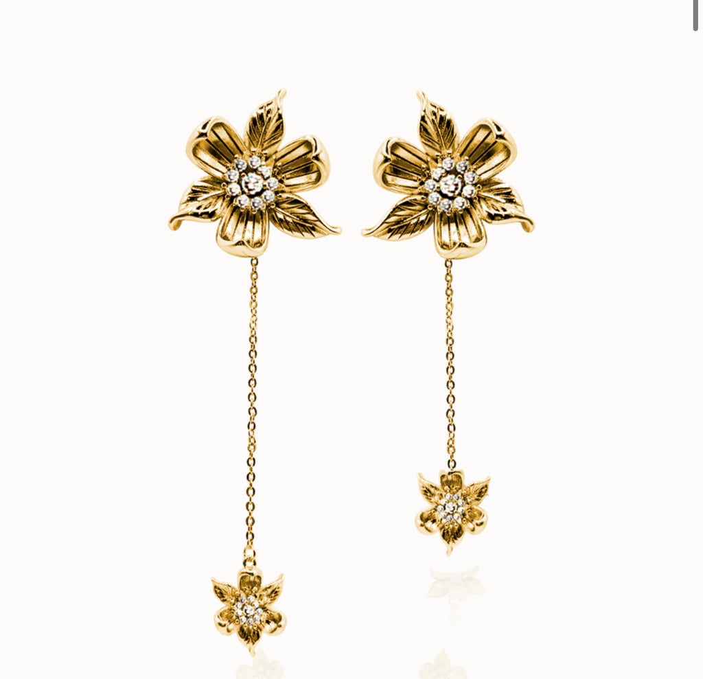 Sakura hanging earring - guld