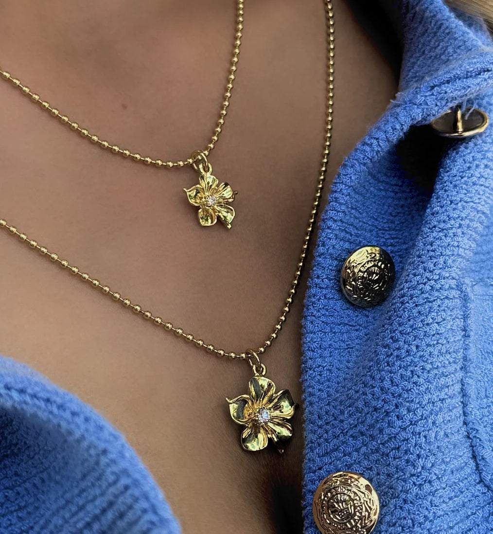 La fleur double necklace- silver