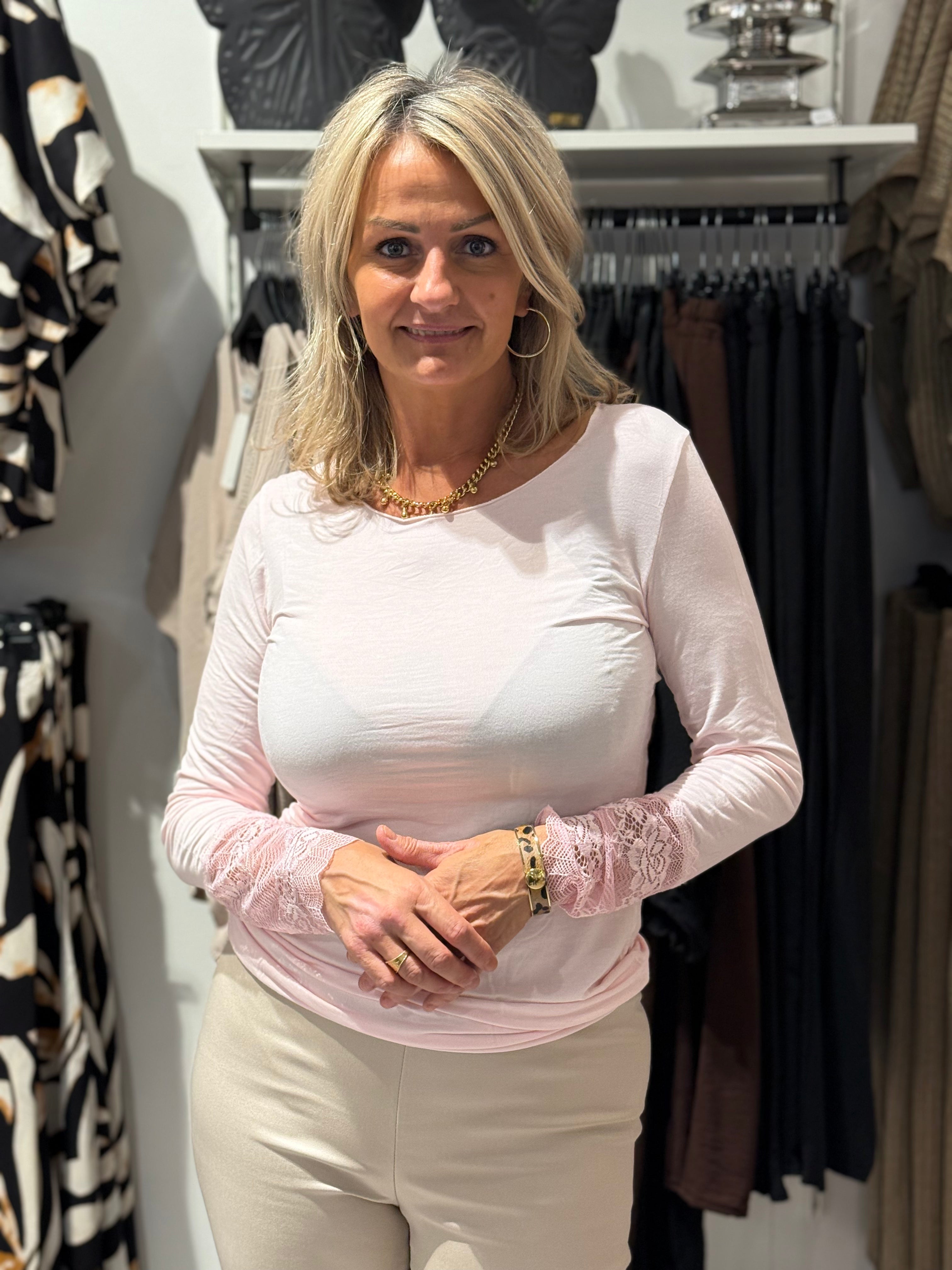 Tunn långärmad tröja rosa