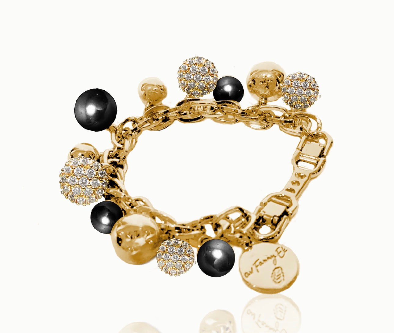 BERRY PEARL SPARKLE BRACELET - BLACK