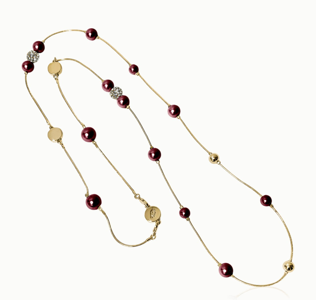 BERRY PEARL SPARKLE ICONIC NECKLACE - WINE RED