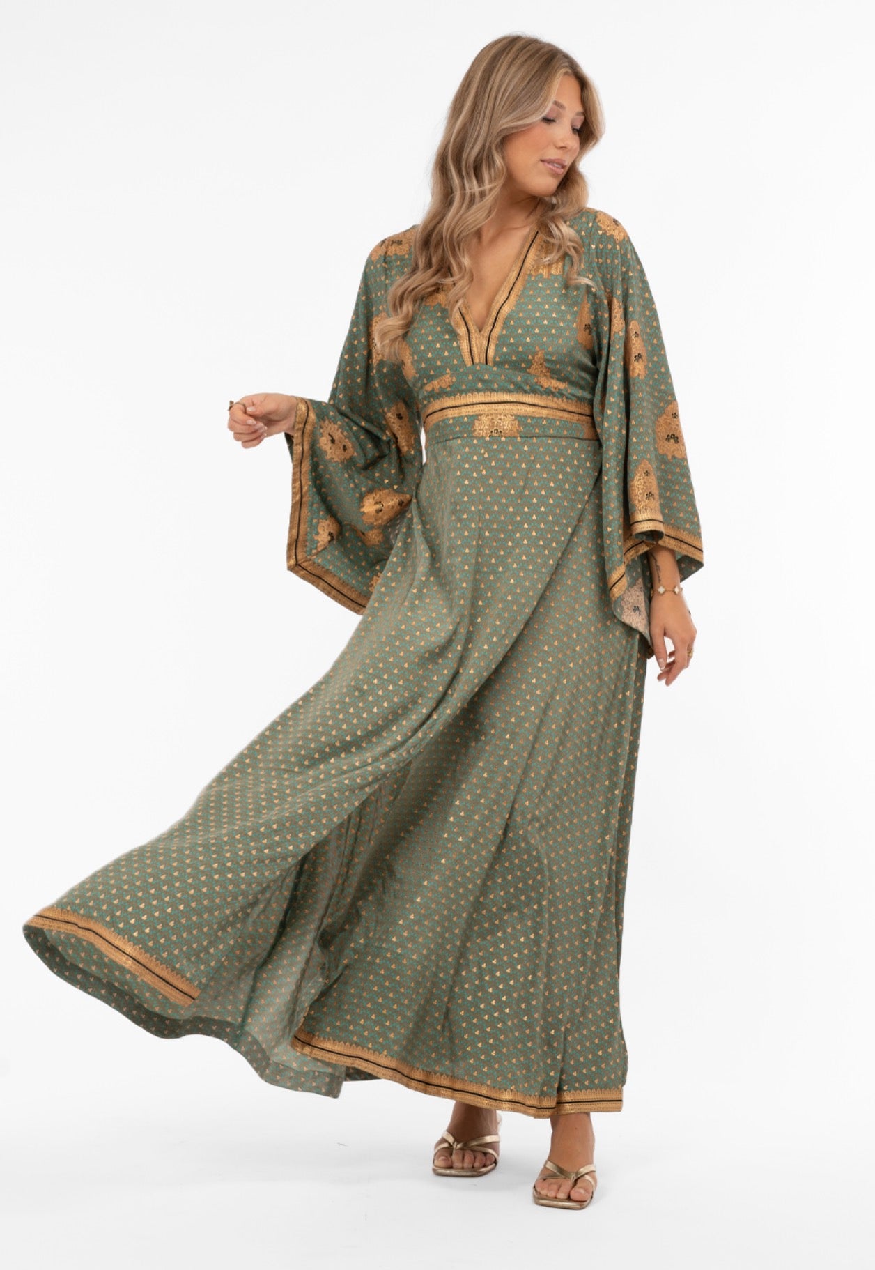 AYLA DRESS LAGOON/GOLD